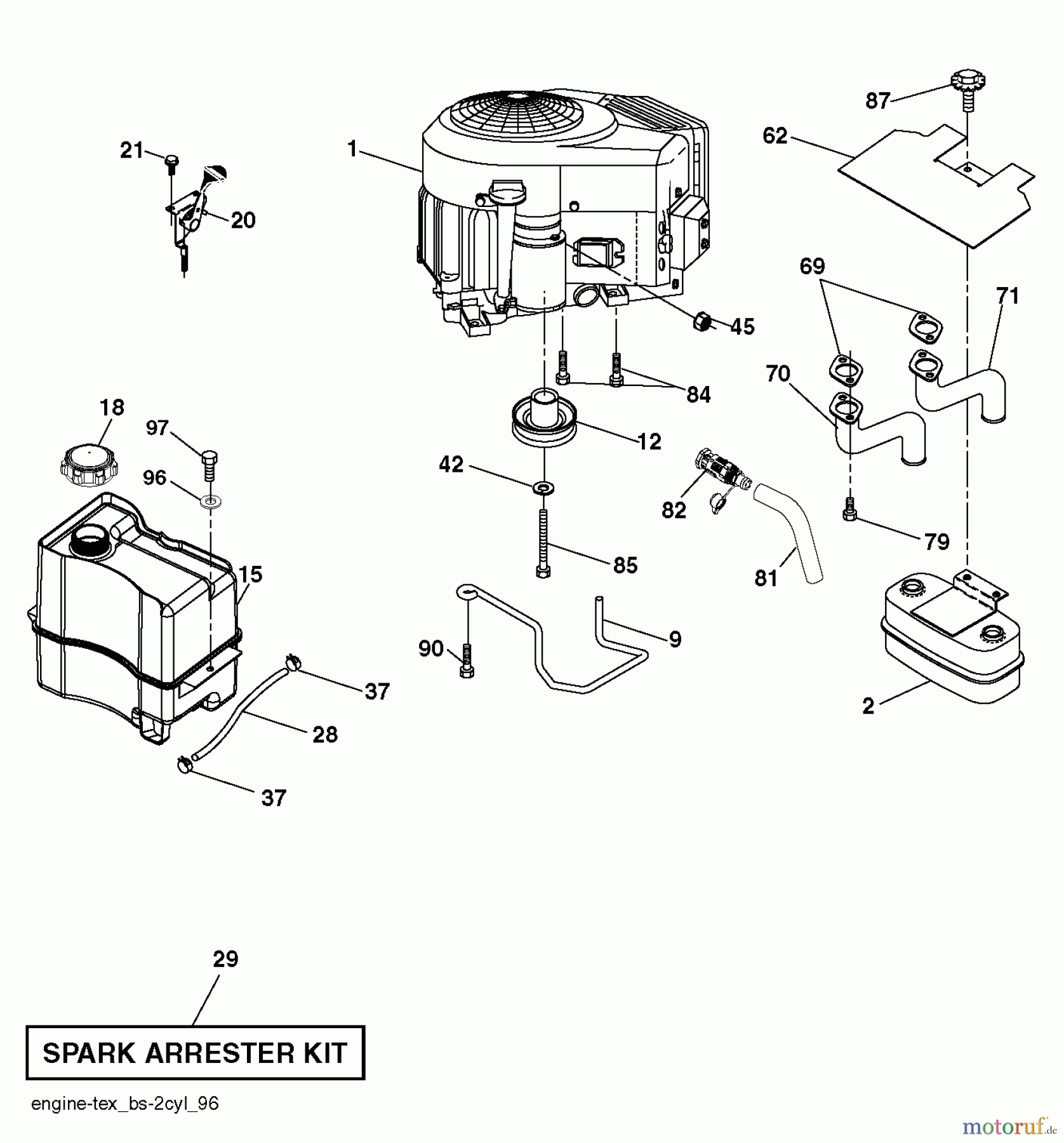  Poulan / Weed Eater Rasen und Gartentraktoren PB22H46YT (96048005200) - Poulan Pro Lawn Tractor (2012-11) ENGINE