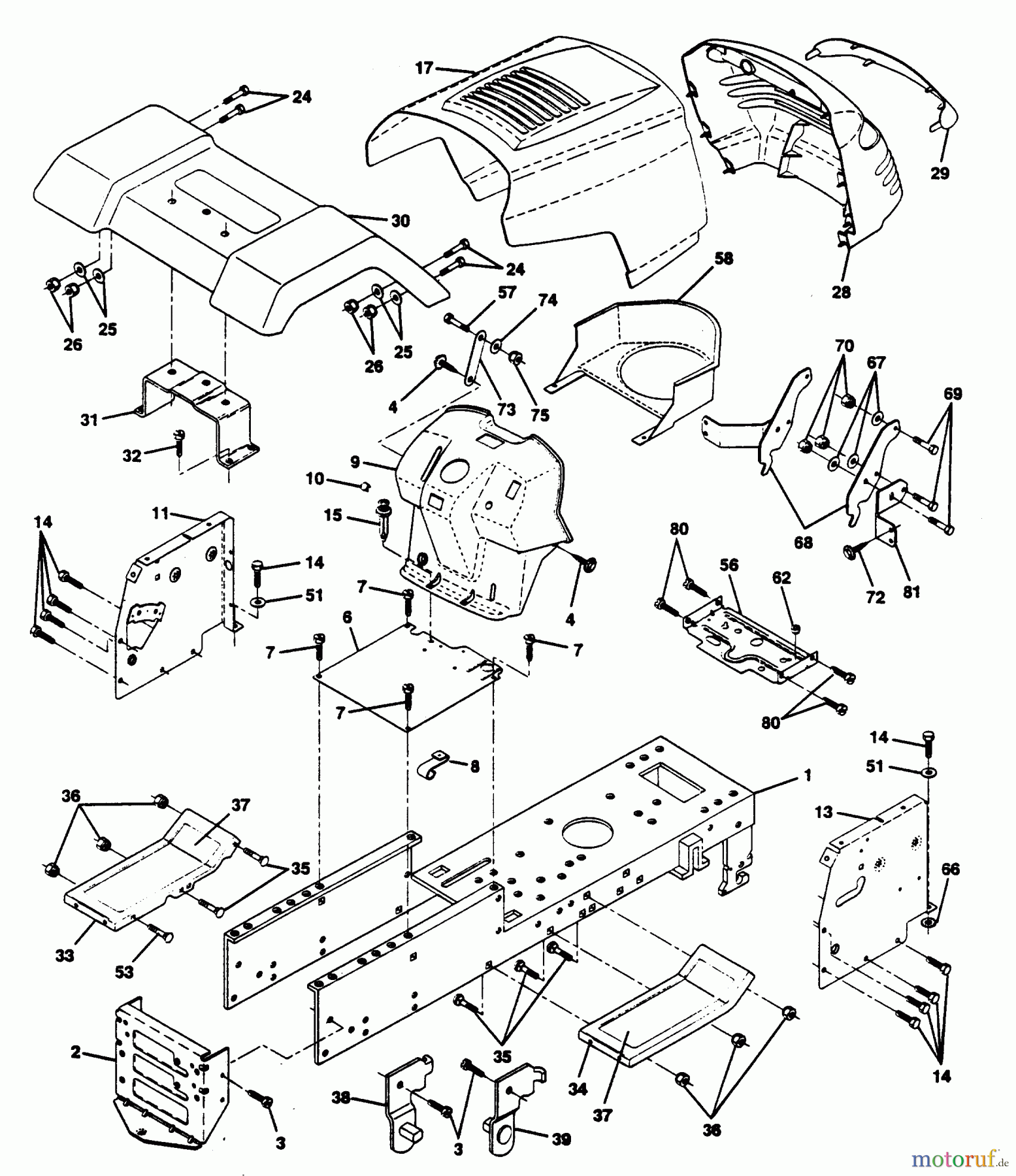  Poulan / Weed Eater Rasen und Gartentraktoren PP125H42JA - Poulan Pro Lawn Tractor CHASSIS AND ENCLOSURES