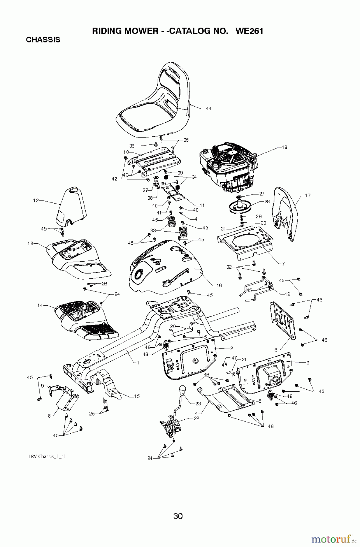  Poulan / Weed Eater Rasen und Gartentraktoren WE261 (96022000801) - Weed Eater Lawn Tractor (2011-02) CHASSIS ENCLOSURES