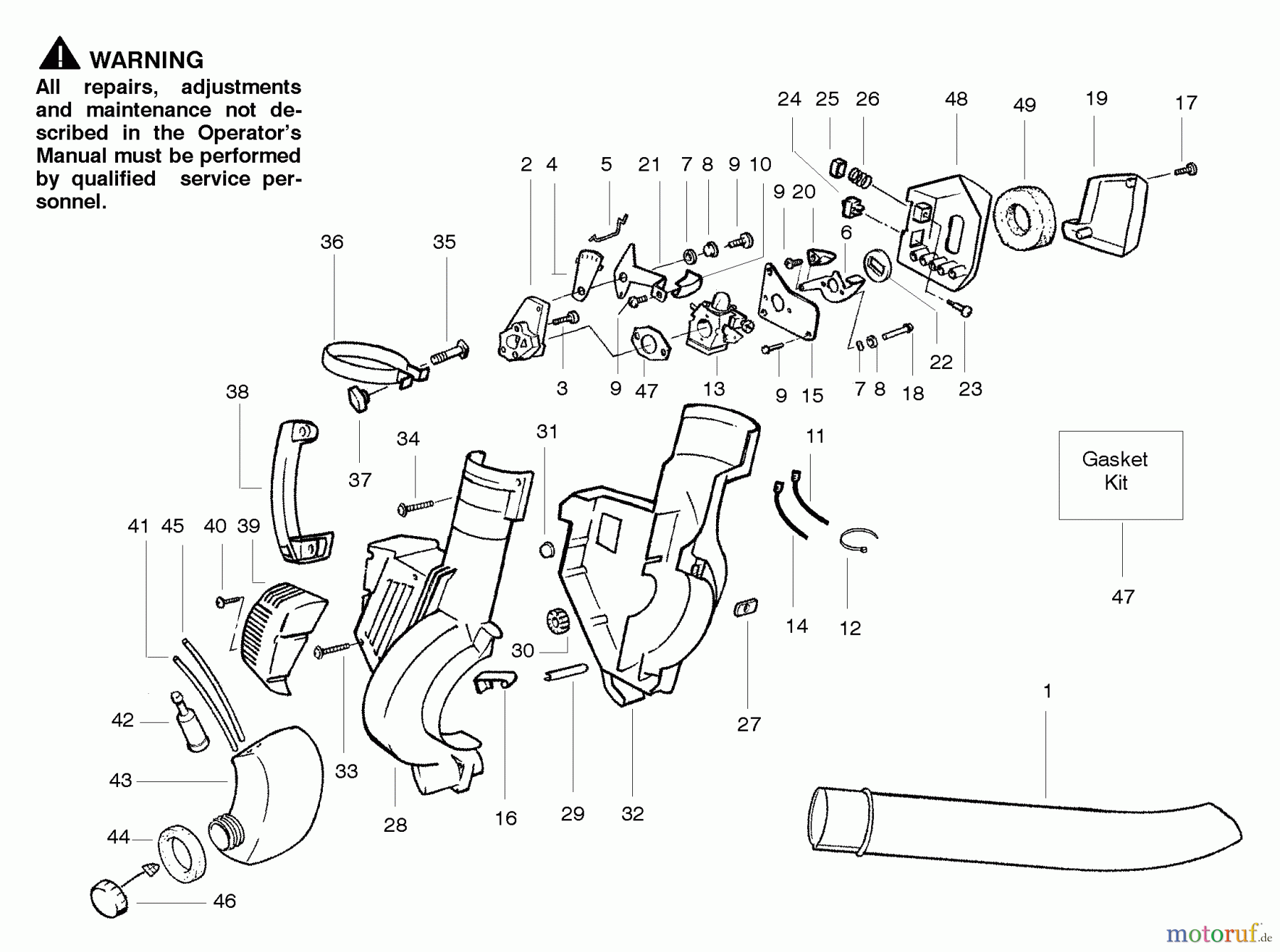  Poulan / Weed Eater Bläser / Sauger / Häcksler / Mulchgeräte BV2000 (Type 1) - Weed Eater Barracuda Blower Handle,Chassis & Blower Assembly Type 1