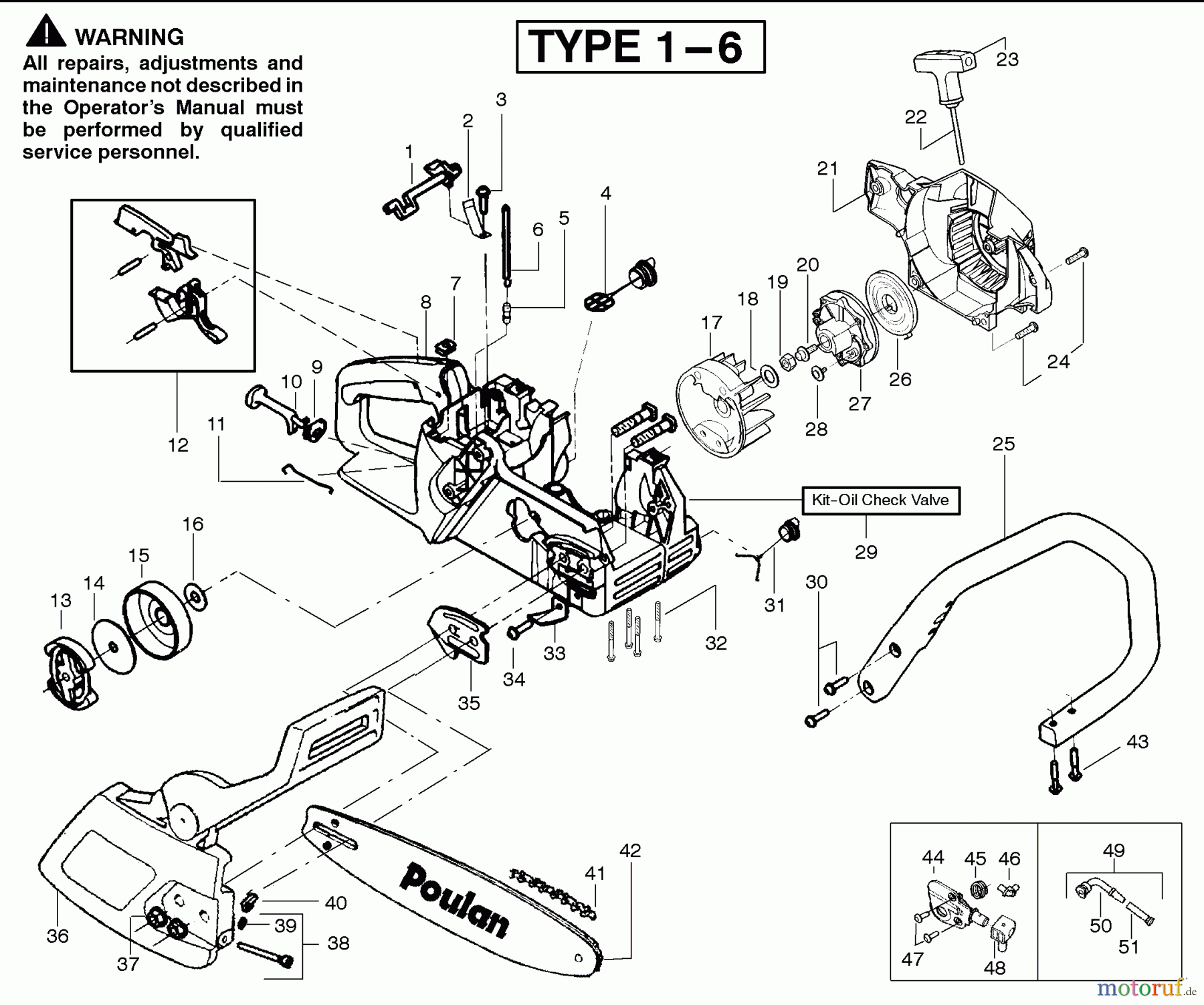  Poulan / Weed Eater Motorsägen 2050WT (Type 1) - Poulan Wildthing Chainsaw Chassis & Handle Assembly Type 1 - 6