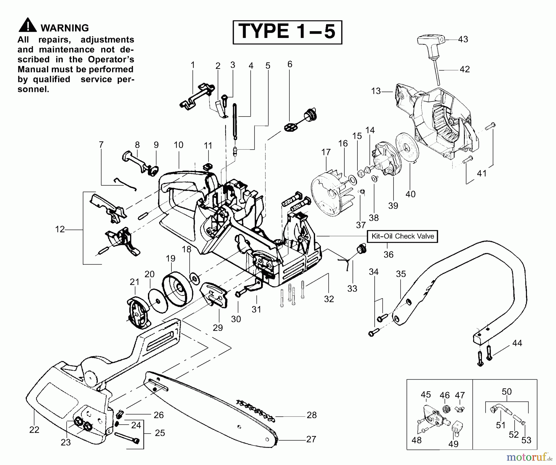  Poulan / Weed Eater Motorsägen 2155 (Type 5) - Poulan Plus Chainsaw Handle, Chassis & Bar Assembly