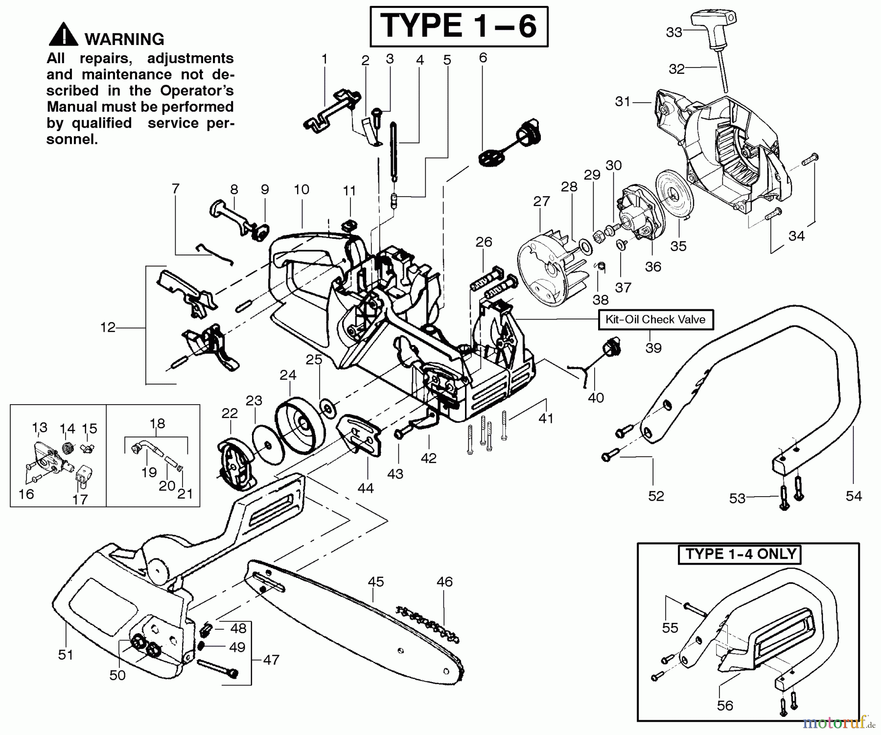  Poulan / Weed Eater Motorsägen 2150 (Type 1) - Poulan Woodshark / Woodsman Chainsaw Handle, Chassis & Bar Assembly Type 1-6