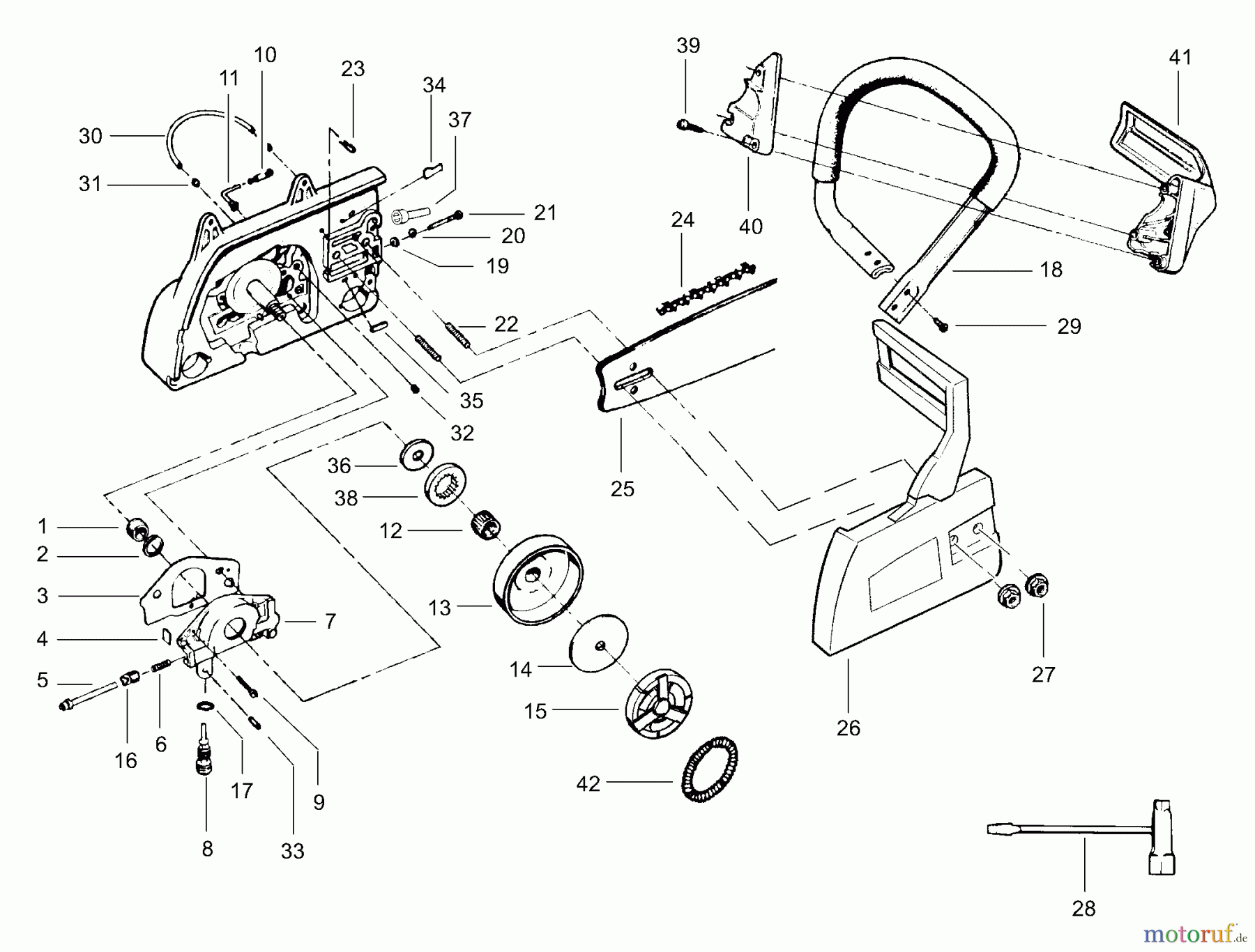  Poulan / Weed Eater Motorsägen 3750 (p219) - Poulan Chainsaw Handle & Bar Assembly