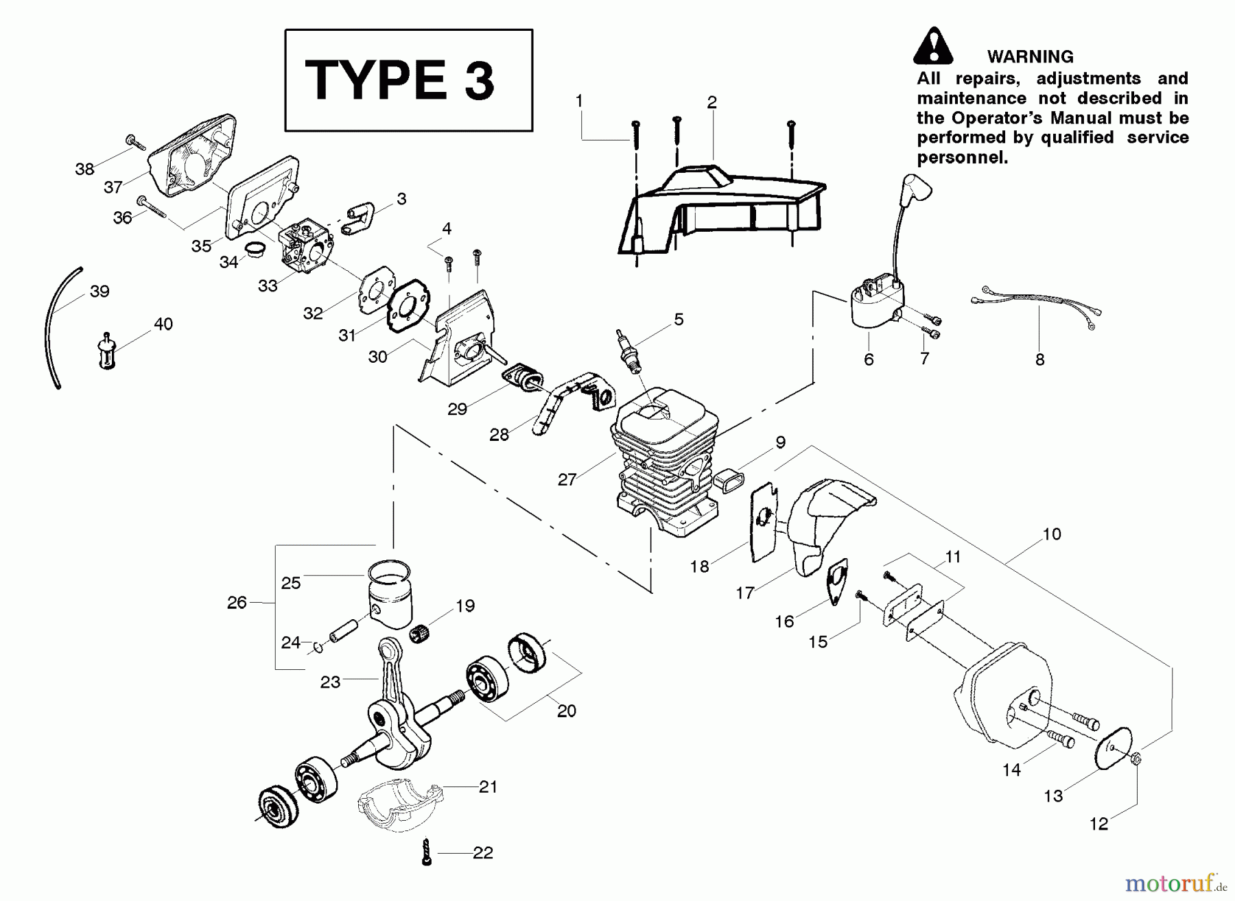  Poulan / Weed Eater Motorsägen PP295 (Type 3) - Poulan Pro Chainsaw Engine Assembly Type 3