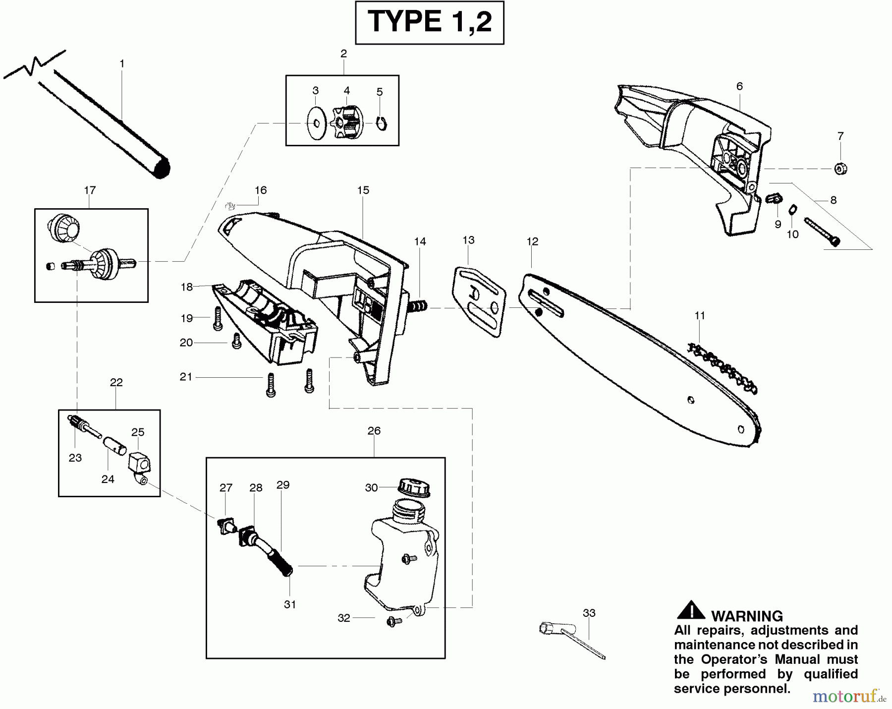  Poulan / Weed Eater Hochentaster PP258TP (Type 2) - Poulan Pro Pole Pruner Cutting Equipment Type 1,2