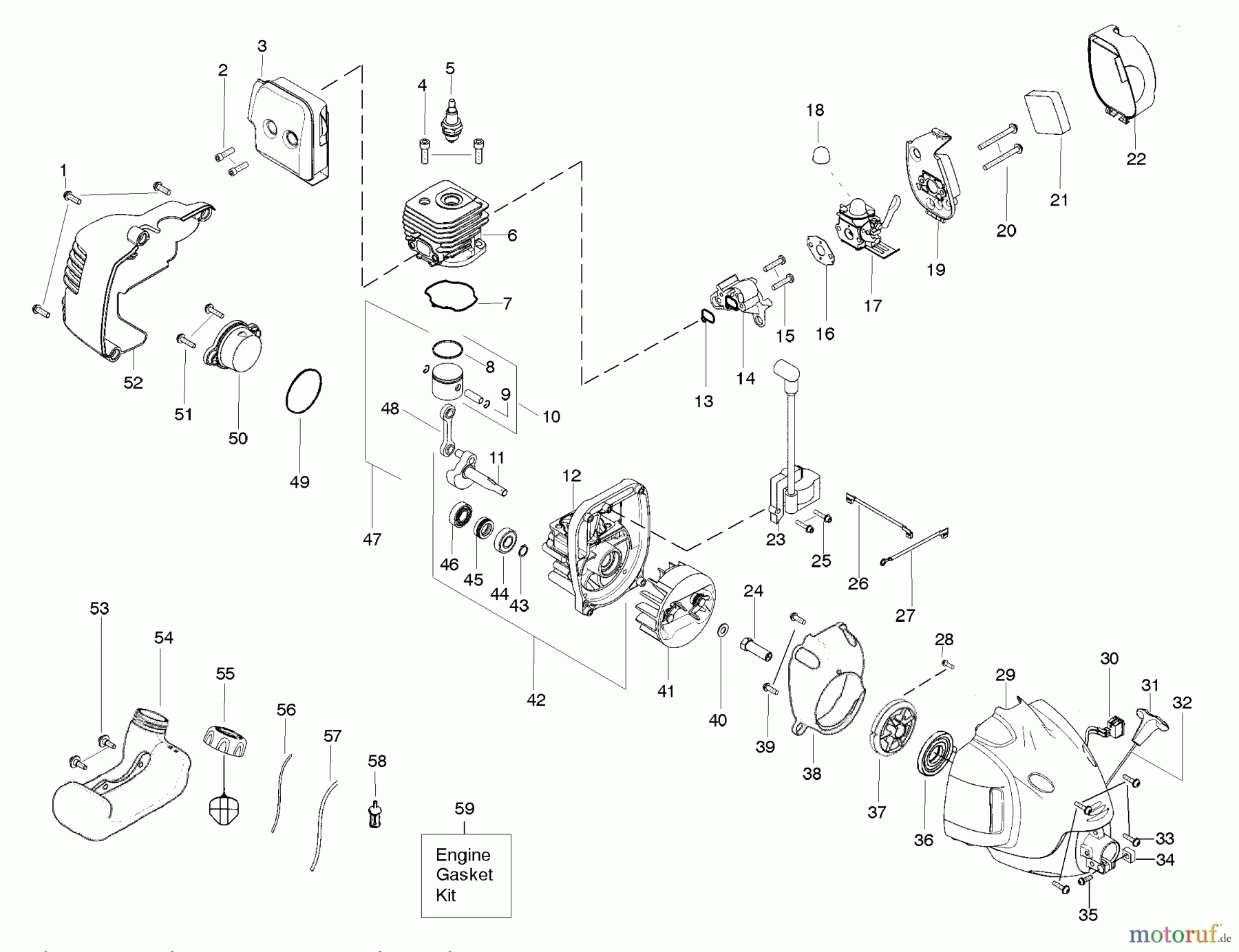  Poulan / Weed Eater Motorsensen, Trimmer P4500 - Poulan String Trimmer Engine Assembly