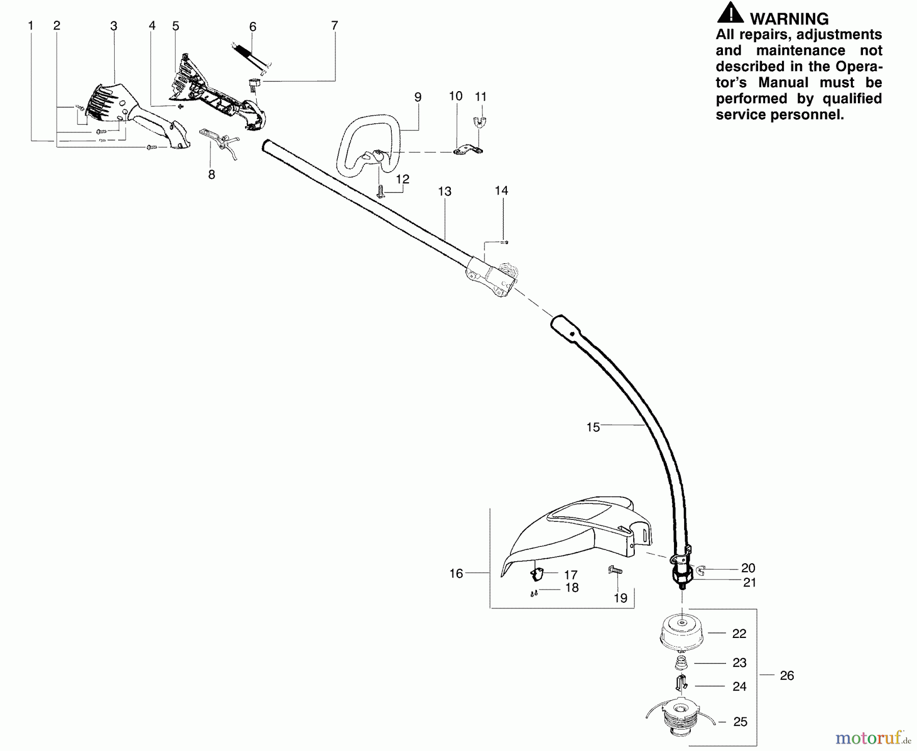  Poulan / Weed Eater Motorsensen, Trimmer PP036 - Poulan Pro String Trimmer Handle & Shaft Assembly