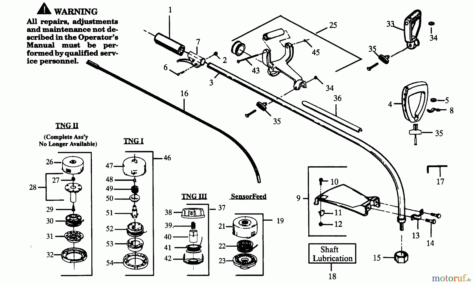  Poulan / Weed Eater Motorsensen, Trimmer PP111 - Poulan Pro String Trimmer DRIVE SHAFT & CUTTING HEAD