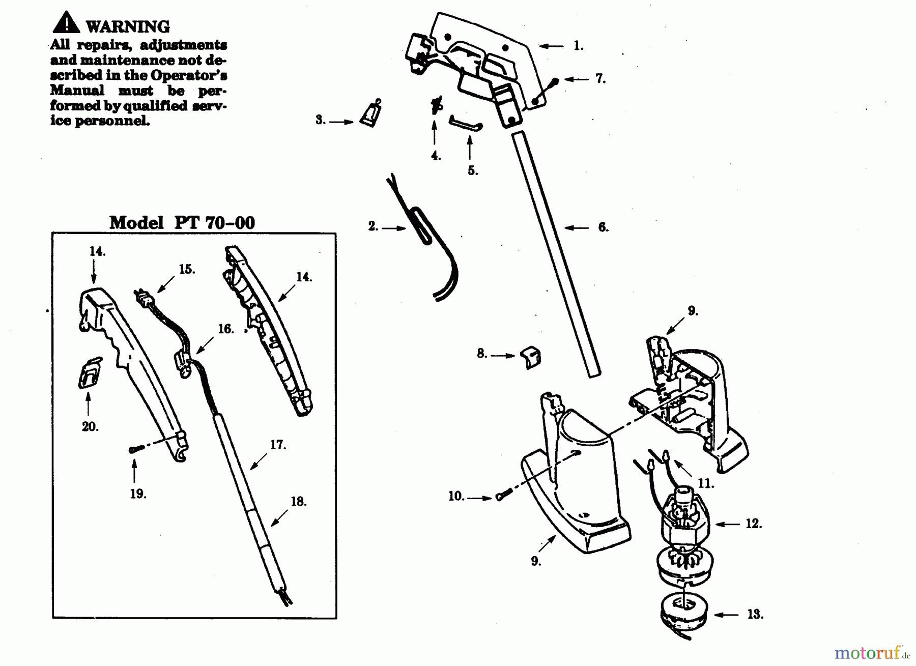  Poulan / Weed Eater Motorsensen, Trimmer PT70-00 - Paramount Electric Trimmer TRIMMER ASSEMBLY