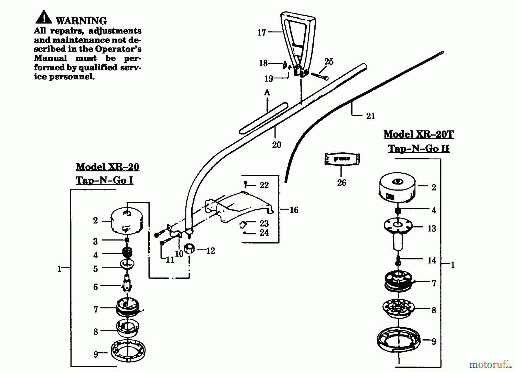  Poulan / Weed Eater Motorsensen, Trimmer XR-20T - Weed Eater String Trimmer CUTTING HEAD & DRIVE SHAFT