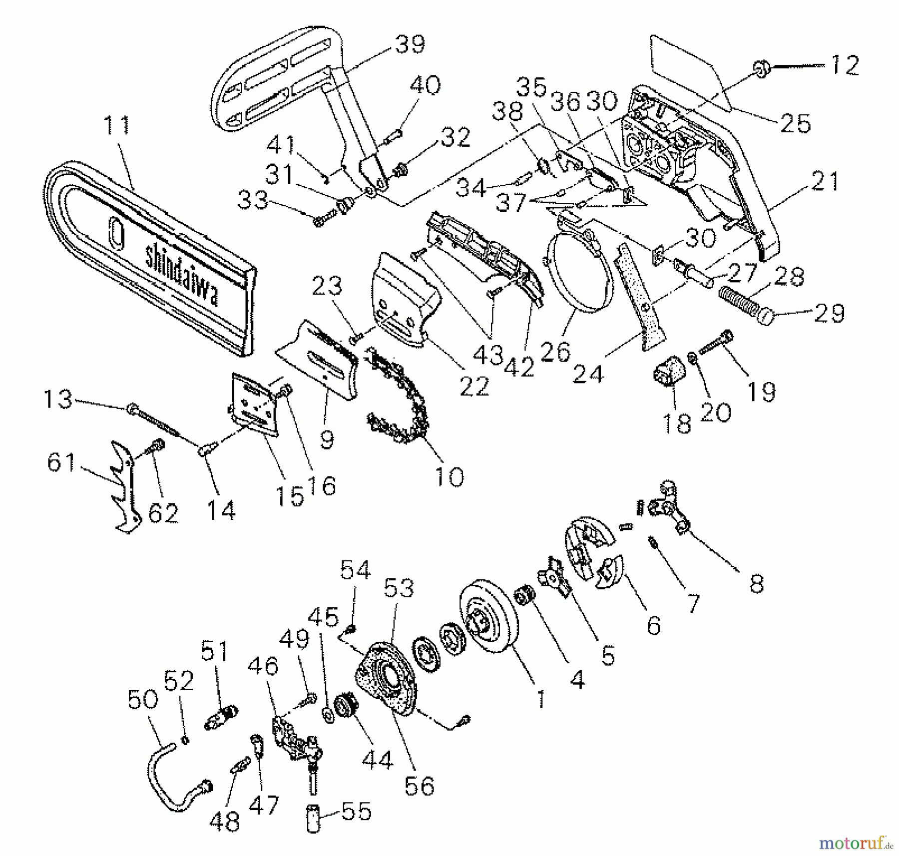  Shindaiwa Sägen, Motorsägen 400 - Shindaiwa Chainsaw Kupplung mit automatischer Kettenbremse