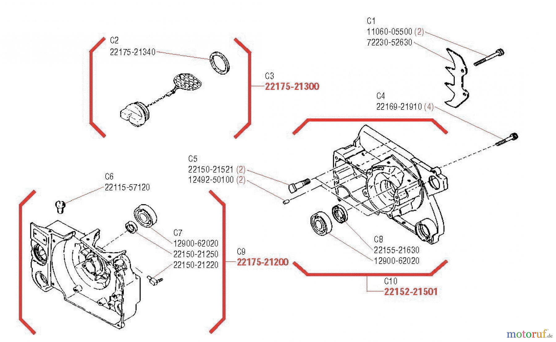  Shindaiwa Sägen, Motorsägen 577 - Shindaiwa Chainsaw Crankcase