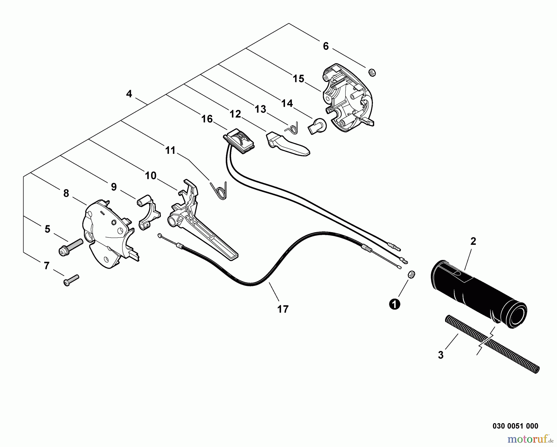  Shindaiwa Trimmer, Faden / Bürste T242 - Shindaiwa String Trimmer, S/N: T16413001001 - T16413999999 Control Handle, Throttle Cable