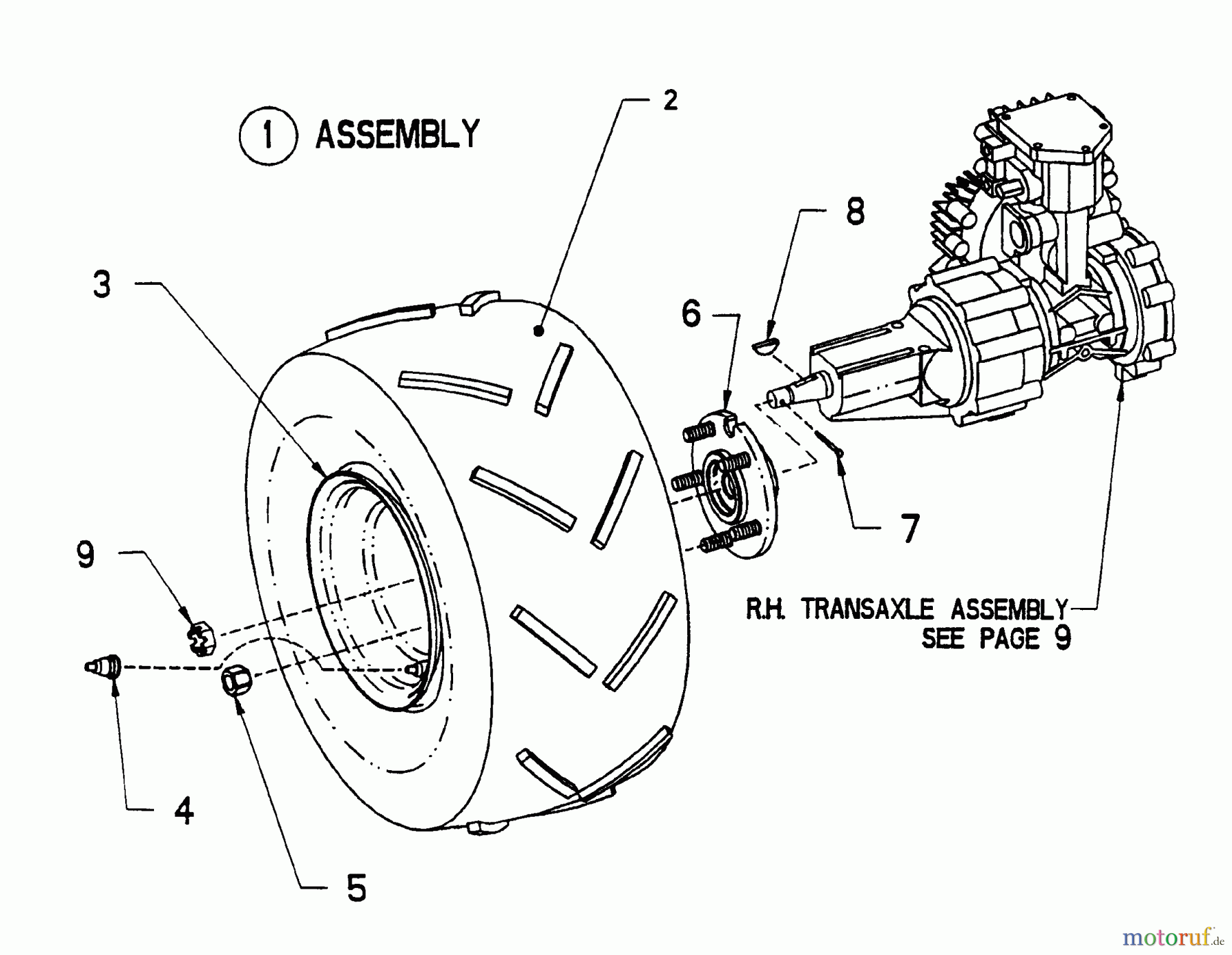  Snapper Nullwendekreismäher, Zero-Turn ZF2100DKU (84342) - Snapper 21 HP Zero-Turn Mower, Kubota, Out Front, Z-Rider Series 0 Drive Tire/Wheel Assembly