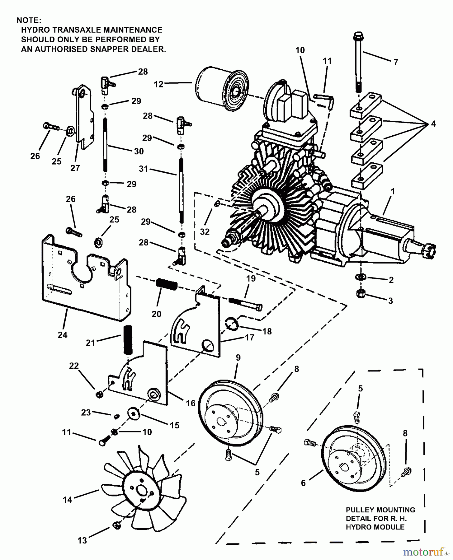  Snapper Nullwendekreismäher, Zero-Turn ZM2200KH (82473) - Snapper 22 HP Zero-Turn Mower, Kohler, Mid Mount, Z-Rider Series 0 Tandem Hydro Transaxle Assembly