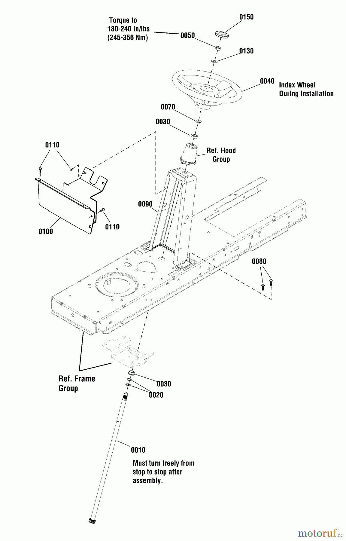  Snapper Rasen- und Gartentraktoren ERTX2642RDF (2691108-00) - Snapper 107cm Lawn Tractor, 26 Gross HP Hydro Drive, Rear Discharge (Export) Steering Group