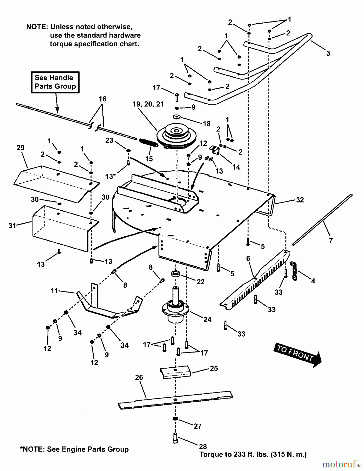  Snapper Rasenmäher für Großflächen FB15250KW (7085923) - Snapper 15 HP Walk-Behind Brush Mower, Series 0 MOWER DECK PARTS GROUP