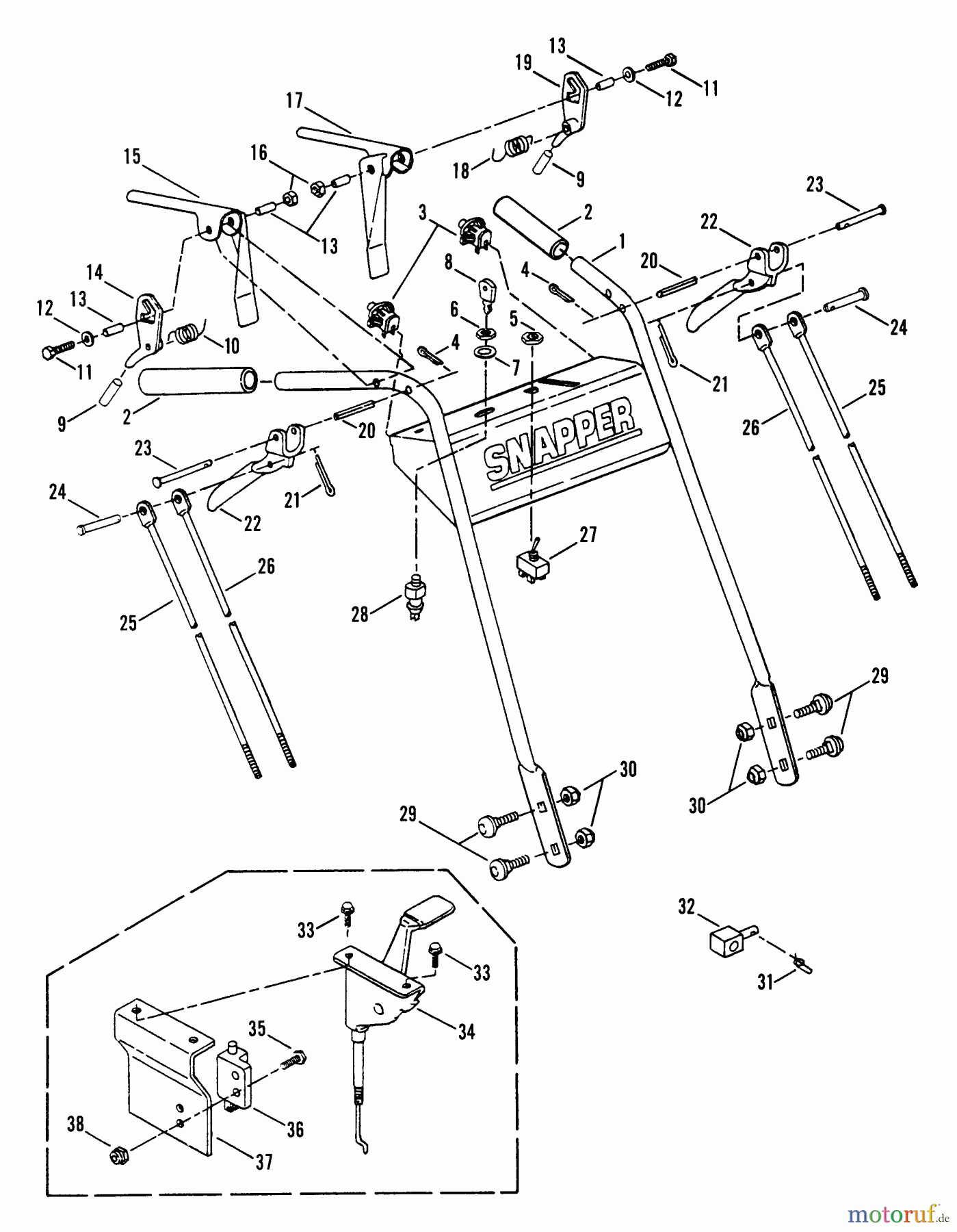  Snapper Rasenmäher für Großflächen PP71604BV - Snapper Wide-Area Walk-Behind Mower, 16 HP, Gear Drive, Pistol Grip, Series 4 Pistol Grip Handle & Control Assemblies