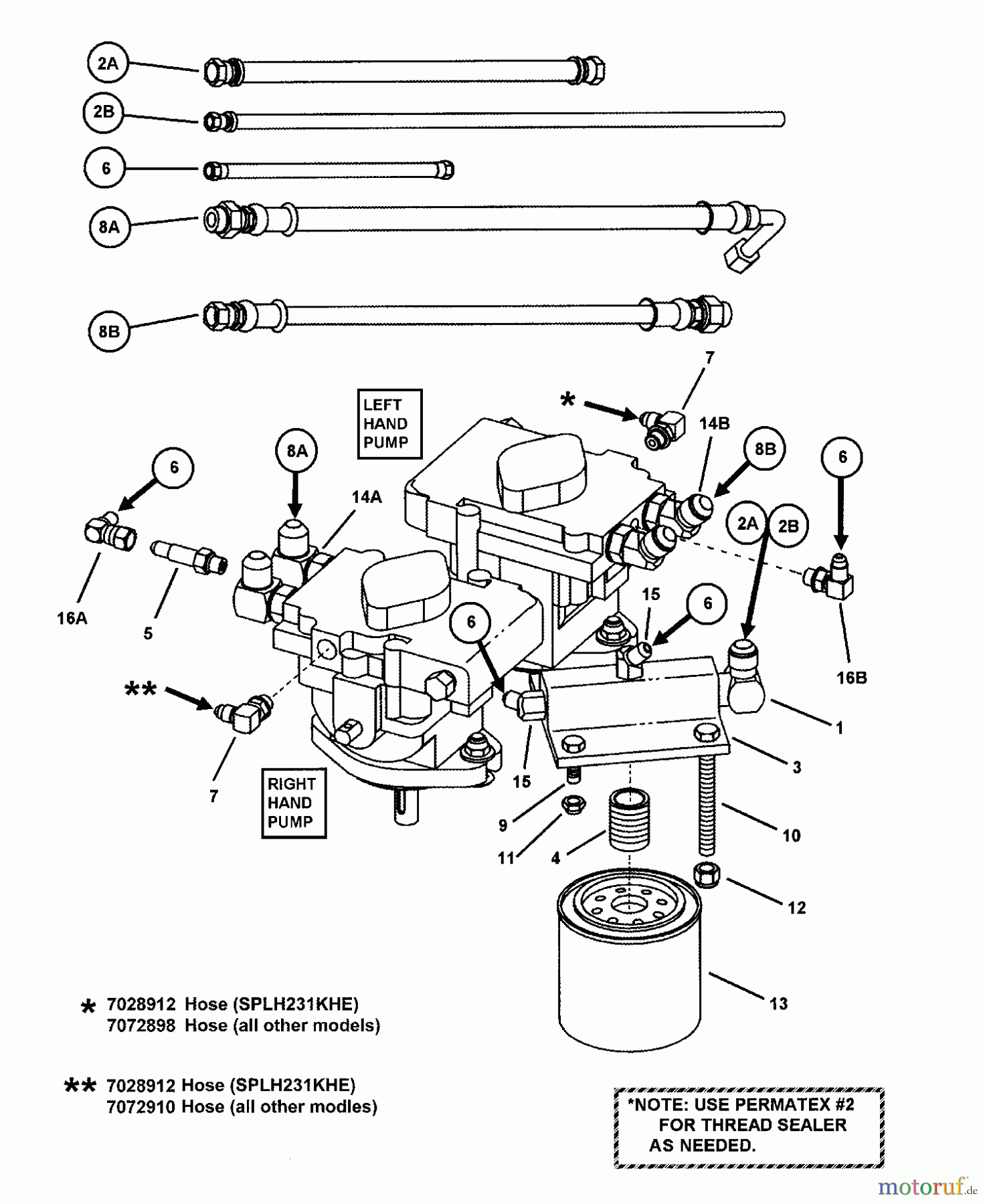  Snapper Rasenmäher für Großflächen SPLH152KW (84912) - Snapper Wide-Area Walk-Behind Mower, 15 HP, Hydro Drive, Loop Handle, Series 2 HOSE ASSEMBLY