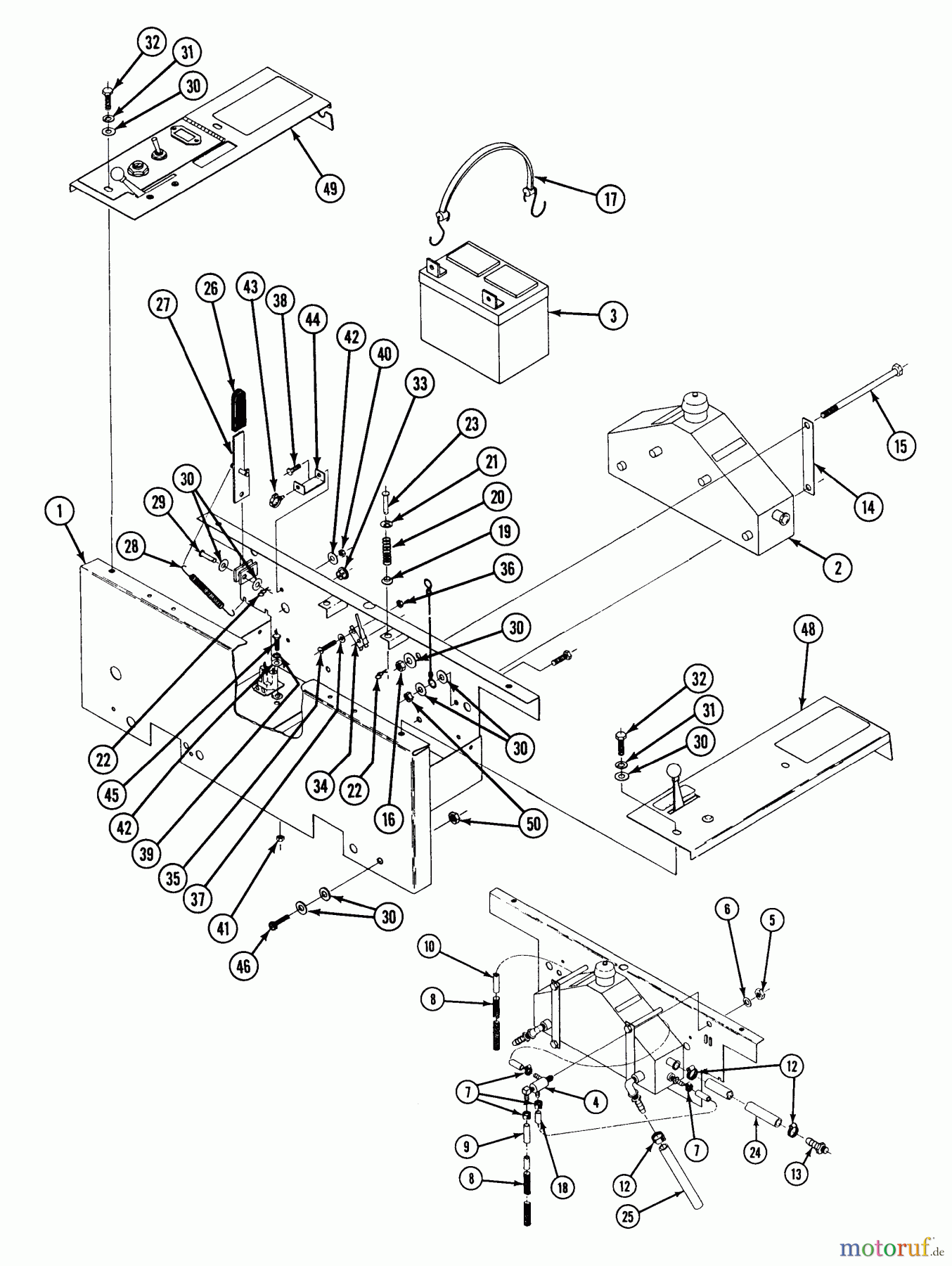  Snapper Nullwendekreismäher, Zero-Turn ZU1803K (80166) - Snapper 18 HP Zero-Turn Mower, Twin Stick, Unistat Drive, ZTR Series 3 Seat Support Assembly Parts, 1810 & 2010