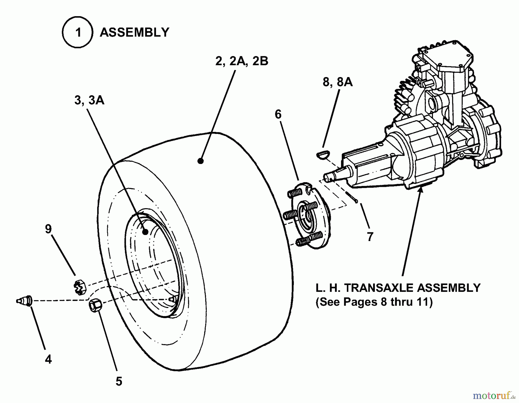  Snapper Nullwendekreismäher, Zero-Turn MZM2301KH (84670) - Snapper 23 HP Zero-Turn Mower, Kohler, Mid Mount, Z-Rider Series 1 Drive Tire/Wheel Assembly