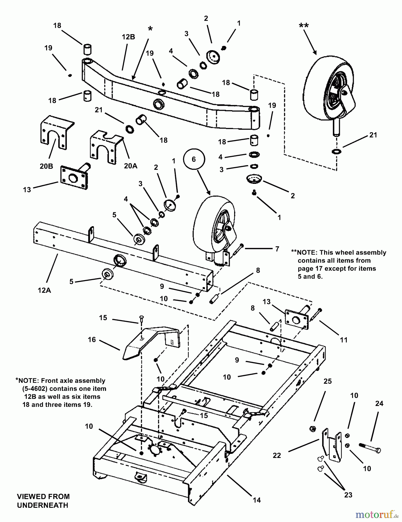  Snapper Nullwendekreismäher, Zero-Turn MZM2300KH (84606) - Snapper 23 HP Zero-Turn Mower, Kohler, Mid Mount, Z-Rider Series 0 Lower Chassis/Caster Wheel Assembly