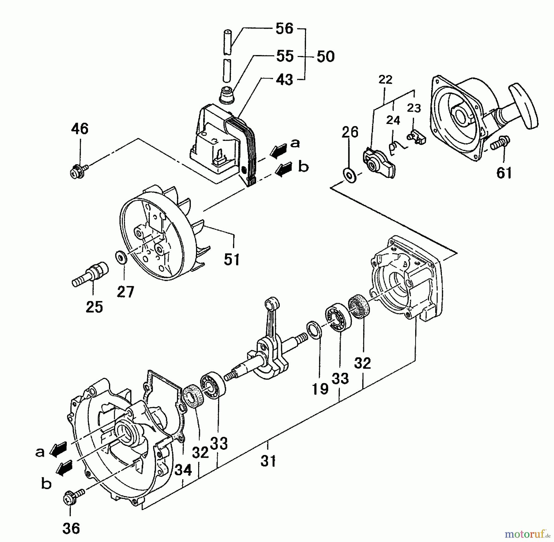  Tanaka Blasgeräte, Sauger, Häcksler, Mulchgeräte THB-2510 - Tanaka Handheld Blower Crankcase, Starter Pawl, Ignition