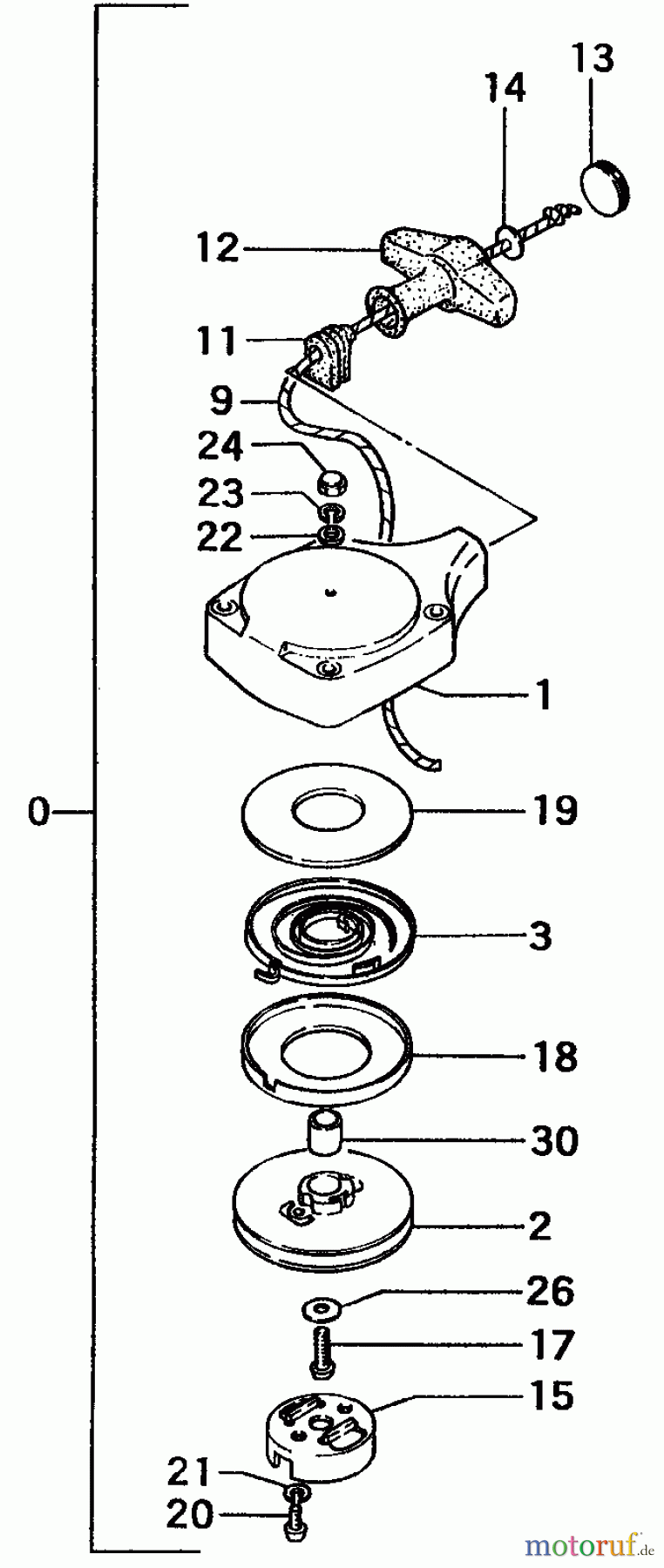  Tanaka Botsmotoren TOB-300 - Tanaka 3HP Outboard Motor Recoil Starter