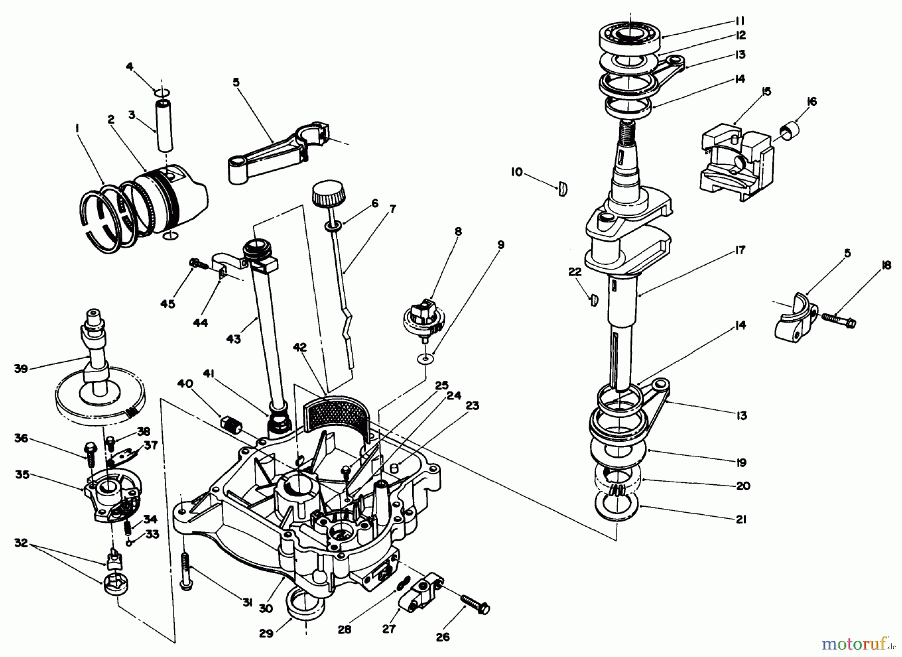  Toro Neu Mowers, Drive Unit Only 30112 - Toro Mid-Size Proline Gear Traction Unit, 12.5 hp, 1986 (6000001-6999999) CRANKCASE ASSEMBLY