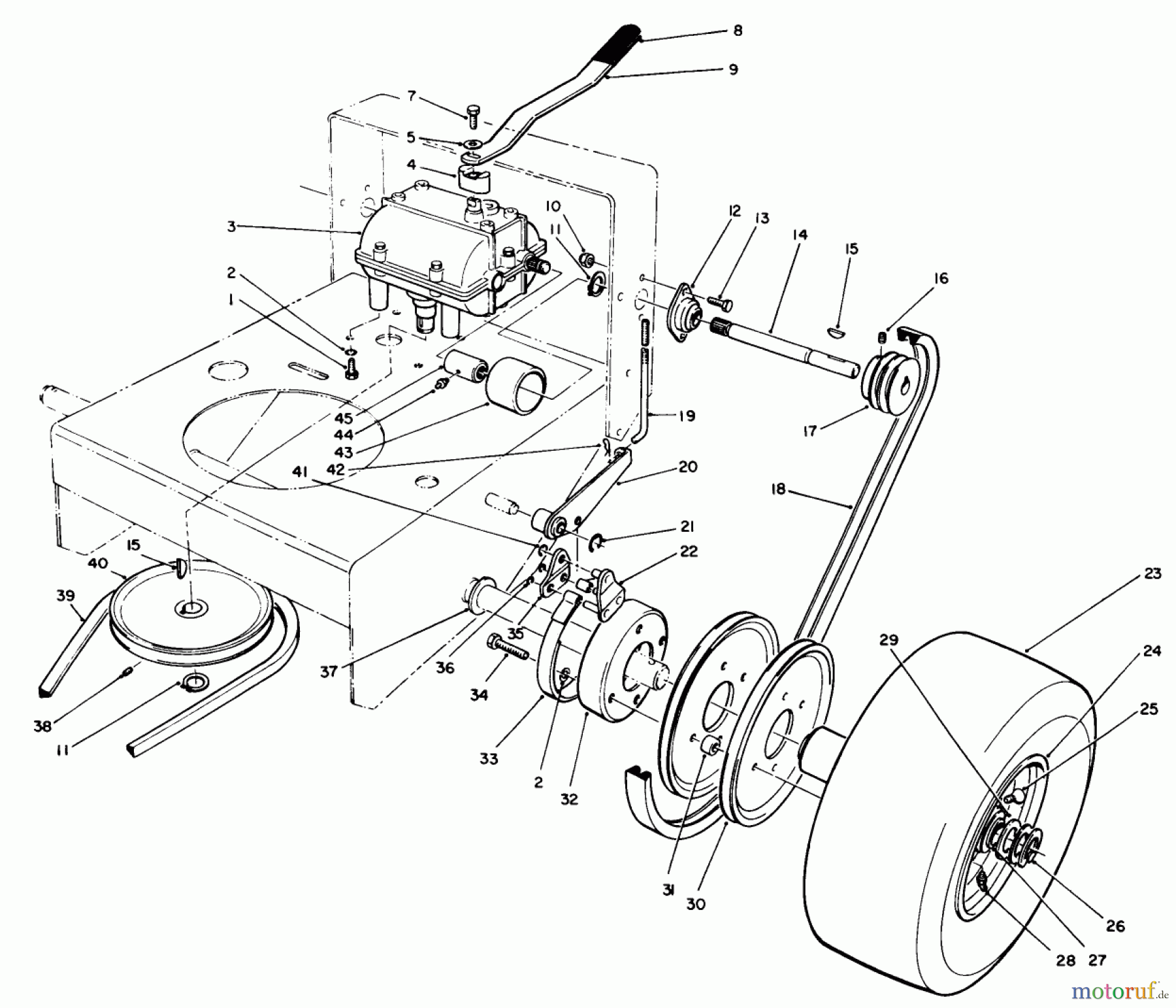  Toro Neu Mowers, Drive Unit Only 30180 - Toro Mid-Size Proline Gear Traction Unit, 16 hp, 1992 (200001-299999) AXLE ASSEMBLY