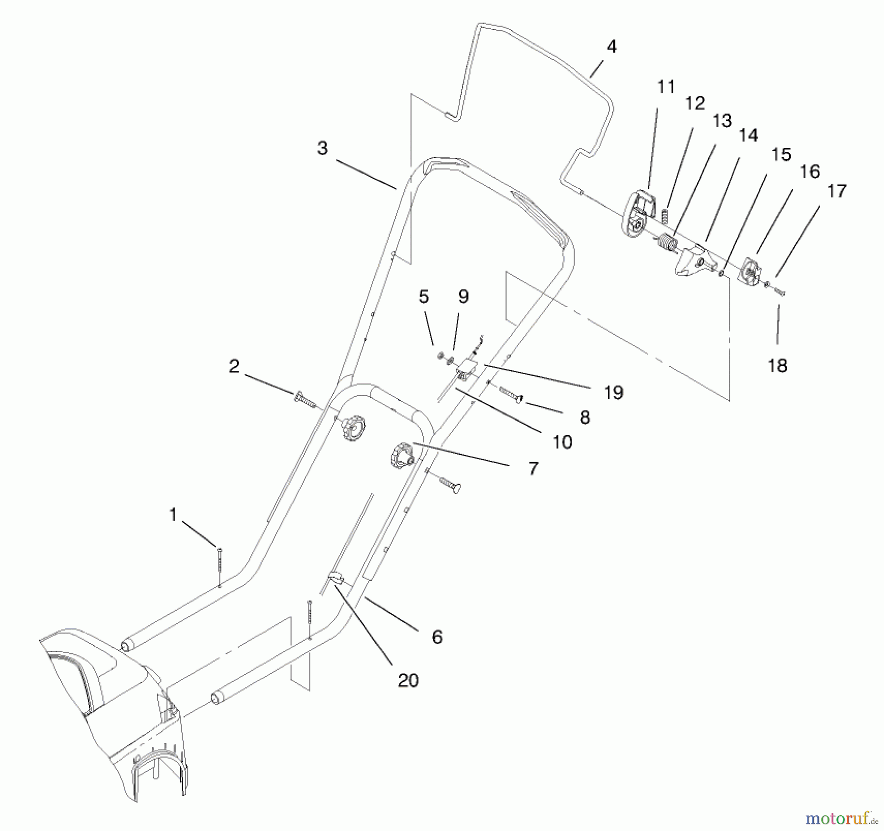  Toro Neu Mowers, Electric 20650 - Toro Carefree Recycler Electric Mower, E36, 1999 (99000001-99999999) HANDLE ANAD CONTROLS ASSEMBLY