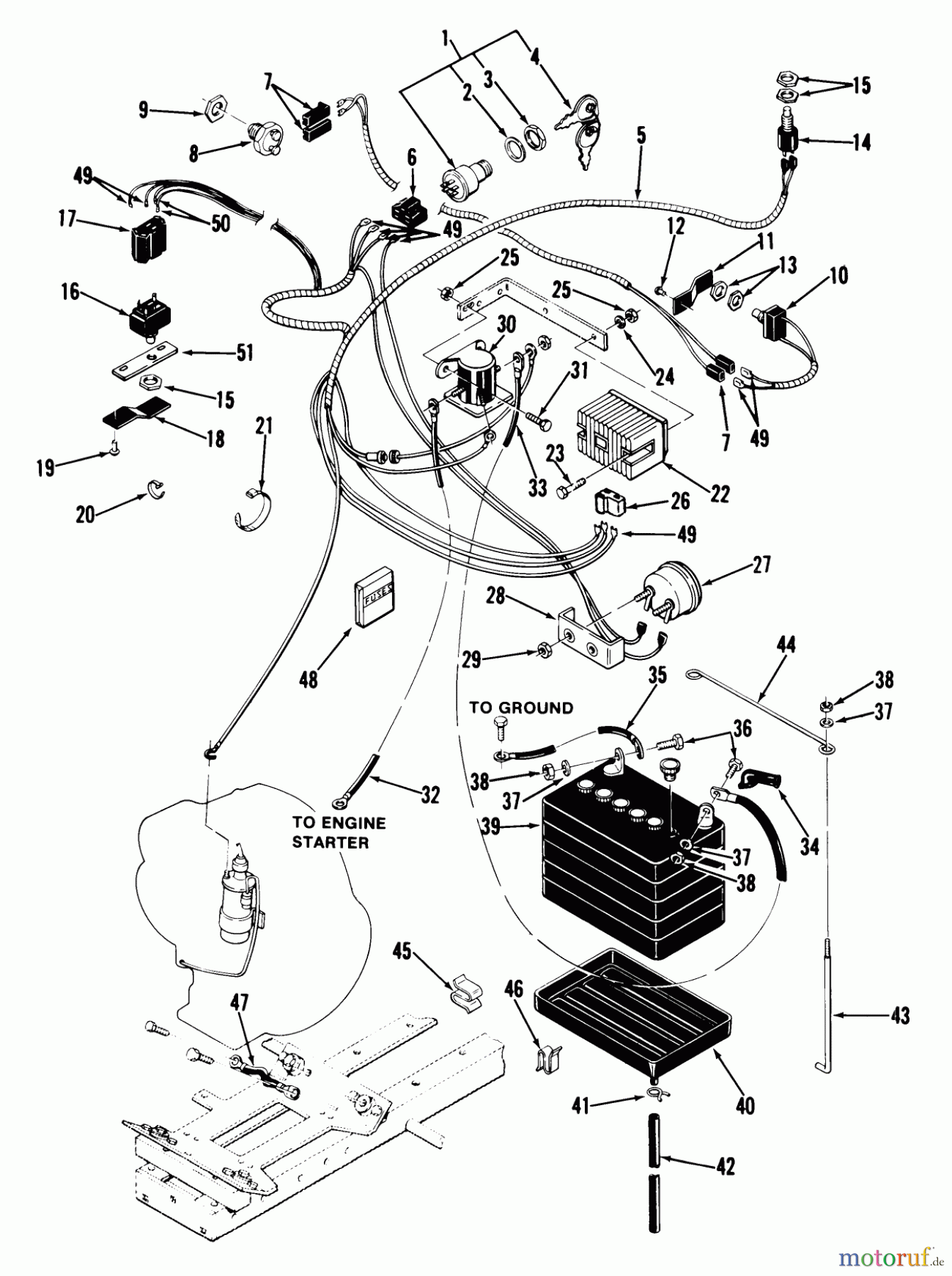  Toro Neu Mowers, Lawn & Garden Tractor Seite 1 01-10K801 (C-105) - Toro C-105 8-Speed Tractor, 1980 ELECTRICAL SYSTEM-SINGLE CYLINDER MODELS