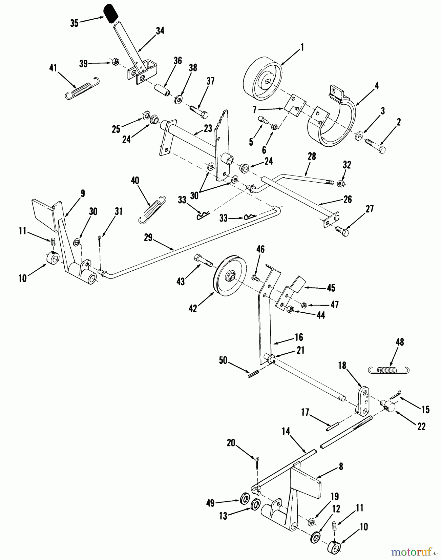  Toro Neu Mowers, Lawn & Garden Tractor Seite 1 01-17KE01 (C-175) - Toro C-175 Twin Automatic Tractor, 1981 CLUTCH, BRAKE AND SPEED CONTROL LINKAGE #1