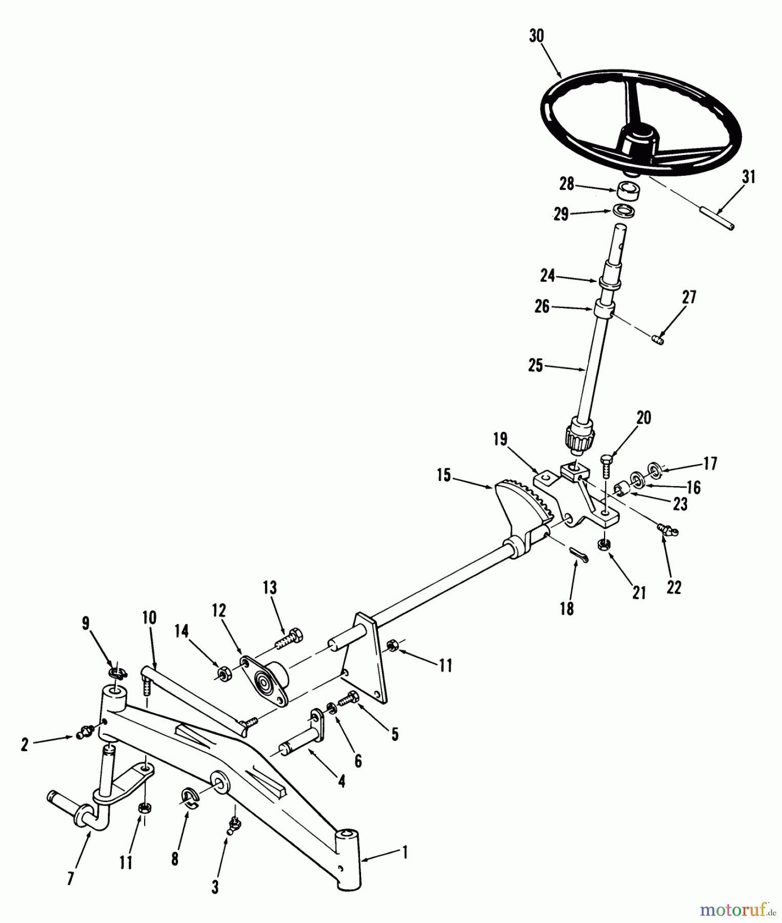  Toro Neu Mowers, Lawn & Garden Tractor Seite 1 01-10K802 (C-105) - Toro C-105 8-Speed Tractor, 1981 FRONT AXLE AND STEERING