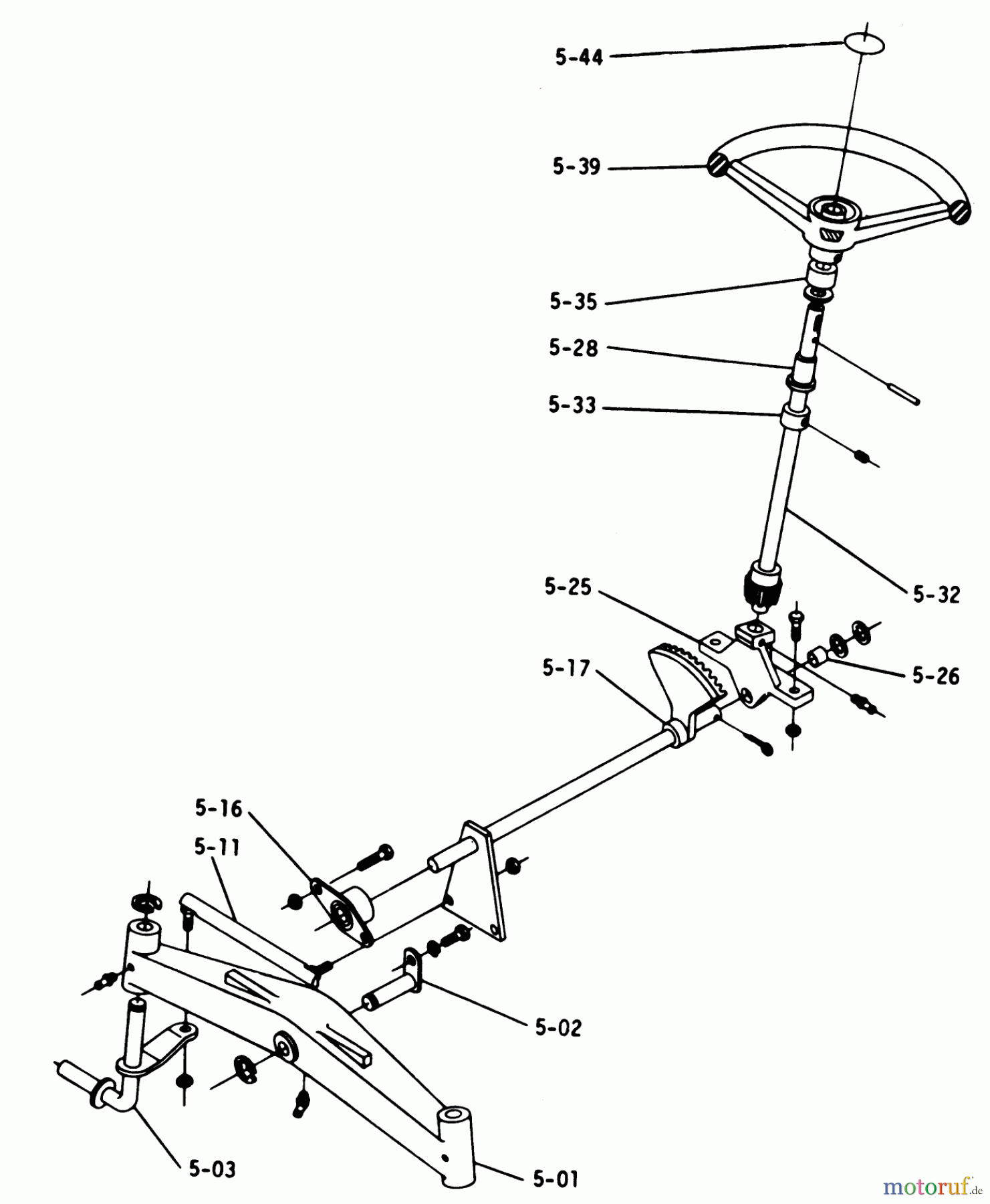  Toro Neu Mowers, Lawn & Garden Tractor Seite 1 1-0357 (C-120) - Toro C-120 8-Speed Tractor, 1975 5.000 FRONT AXLE AND STEERING (FIG. 5)