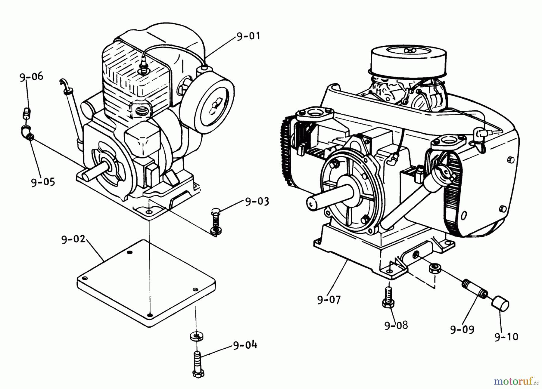  Toro Neu Mowers, Lawn & Garden Tractor Seite 1 1-0612 (D-180) - Toro D-180 Automatic Tractor, 1975 9.000 ENGINE (FIG. 9)