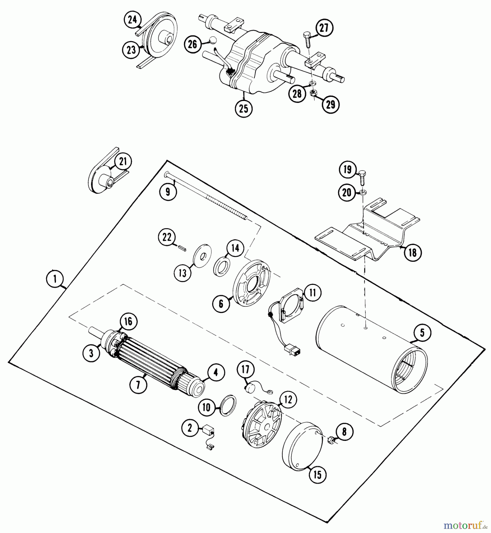  Toro Neu Mowers, Lawn & Garden Tractor Seite 1 1-0720 (B-145) - Toro B-145 Elec-Trak, 1977 MOTOR, TRANSMISSION AND DRIVE SYSTEM