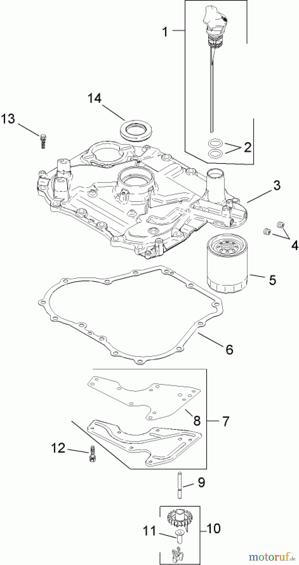  Toro Neu Mowers, Lawn & Garden Tractor Seite 1 13AX61RH748 (LX465) - Toro LX465 Lawn Tractor, 2007 (SN 1A117H10393-) OIL PAN AND LUBRICATION ASSEMBLY KOHLER SV600-0018