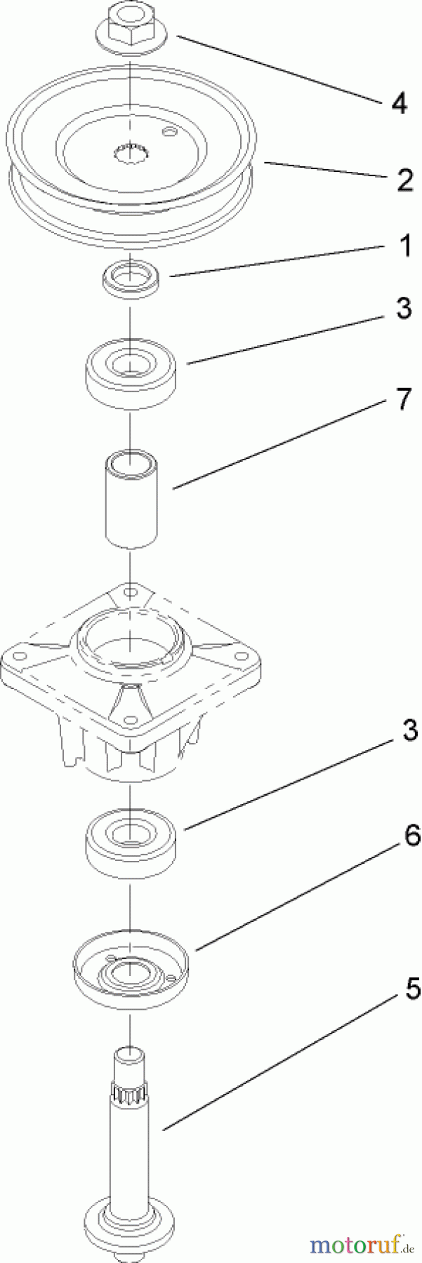  Toro Neu Mowers, Lawn & Garden Tractor Seite 1 13AX61RH744 (LX465) - Toro LX465 Lawn Tractor, 2007 (SN 1A117H10393-) SINGLE PULLEY SPINDLE ASSEMBLY NO. 112-0311