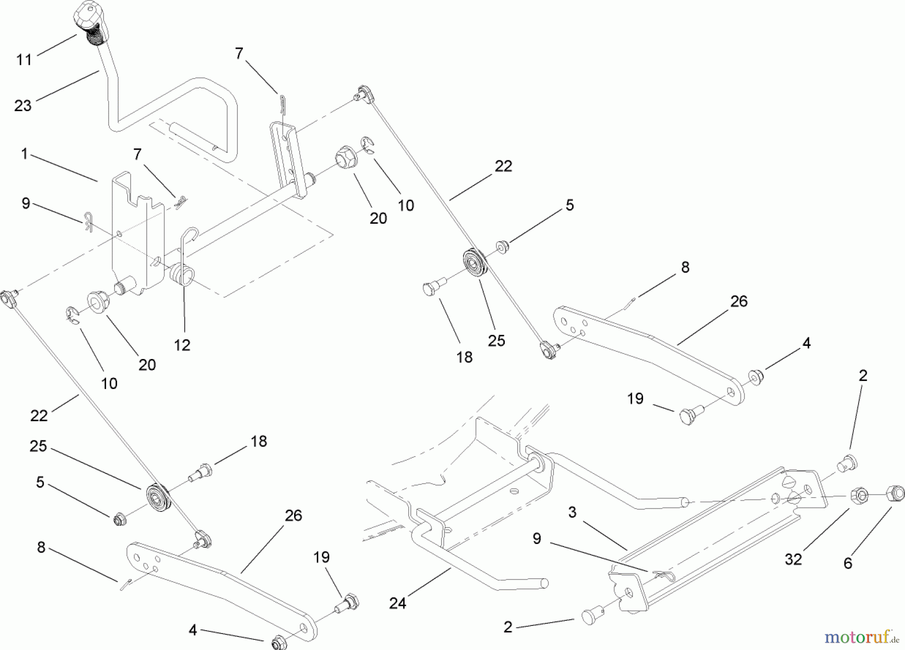  Toro Neu Mowers, Lawn & Garden Tractor Seite 1 14AP80RP544 (GT2100) - Toro GT2100 Garden Tractor, 2006 (1A136H30000-) DECK LIFT ARM ASSEMBLY