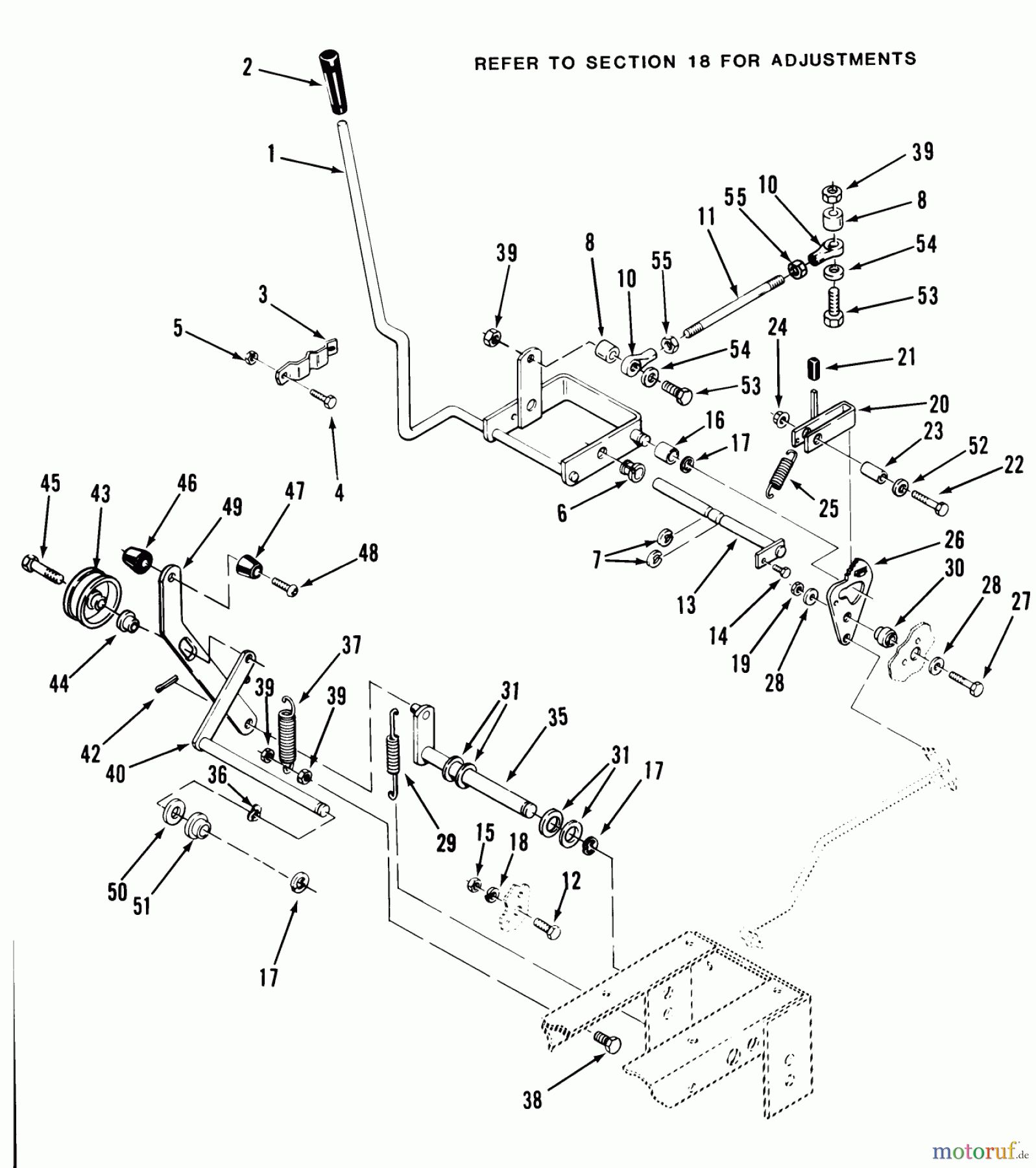  Toro Neu Mowers, Lawn & Garden Tractor Seite 1 21-08K801 (308-8) - Toro 308-8 Tractor, 1986 CLUTCH, BRAKE & SPEED CONTROL LINKAGE