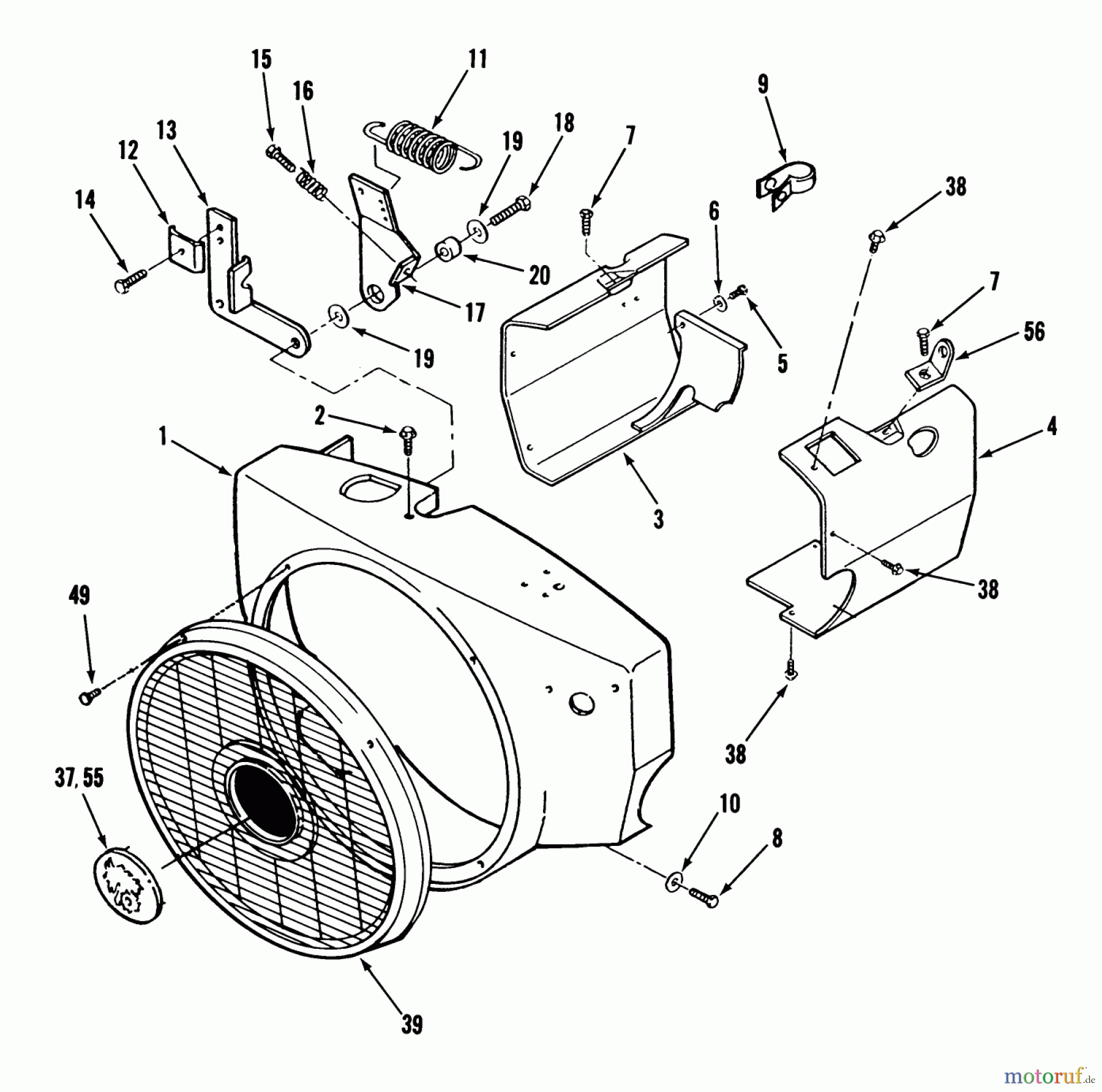  Toro Neu Mowers, Lawn & Garden Tractor Seite 1 31-16O801 (416-8) - Toro 416-8 Garden Tractor, 1989 ONAN BLOWER HOUSING AND GOVERNOR