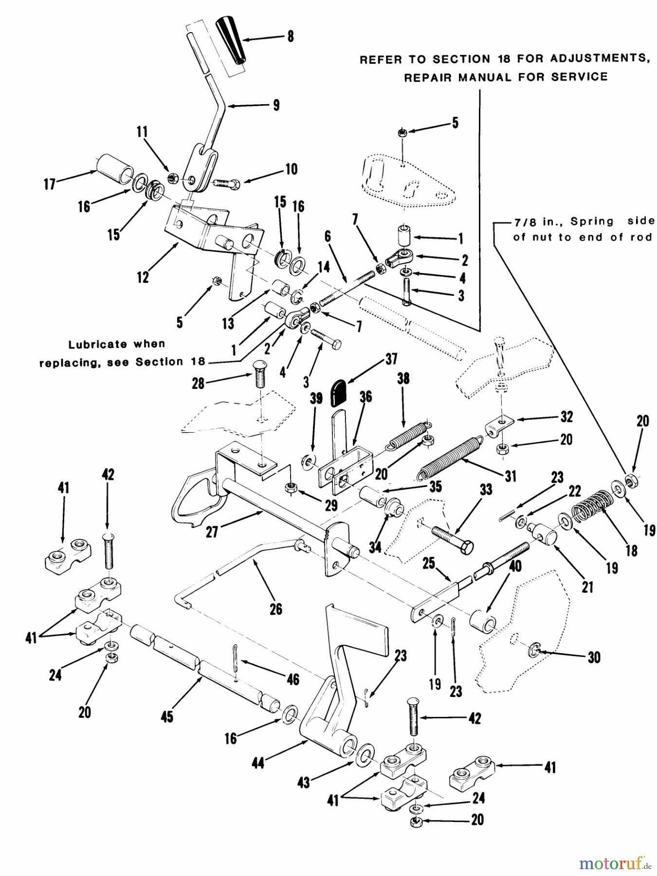  Toro Neu Mowers, Lawn & Garden Tractor Seite 1 22-11B302 (211-3) - Toro 211-3 Tractor, 1986 CLUTCH BRAKE AND SPEED CONTROL LINKAGE