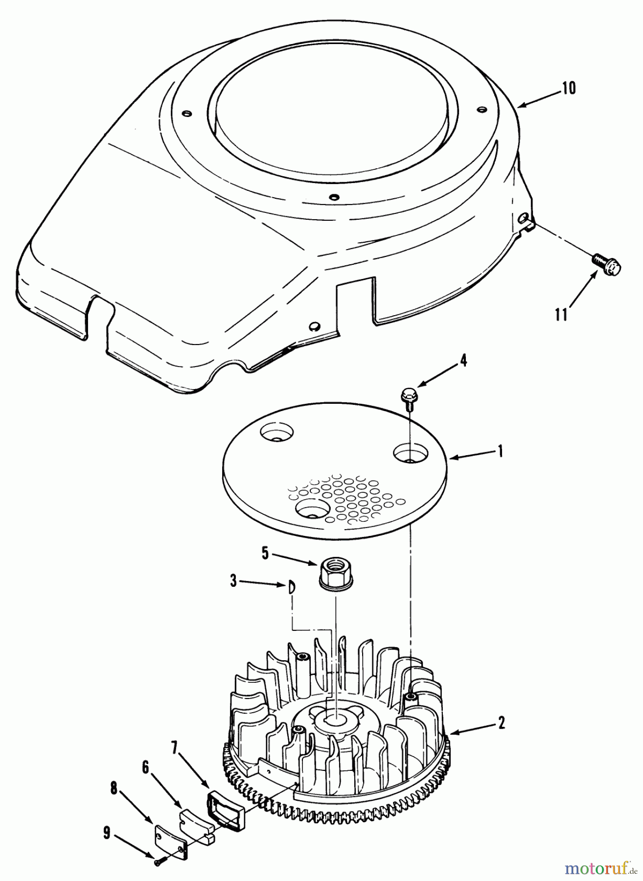  Toro Neu Mowers, Lawn & Garden Tractor Seite 1 22-14O502 (244-5) - Toro 244-5 Yard Tractor, 1992 (2000001-2999999) 14HP ENGINE FLYWHEEL & COVER ASSEMBLY
