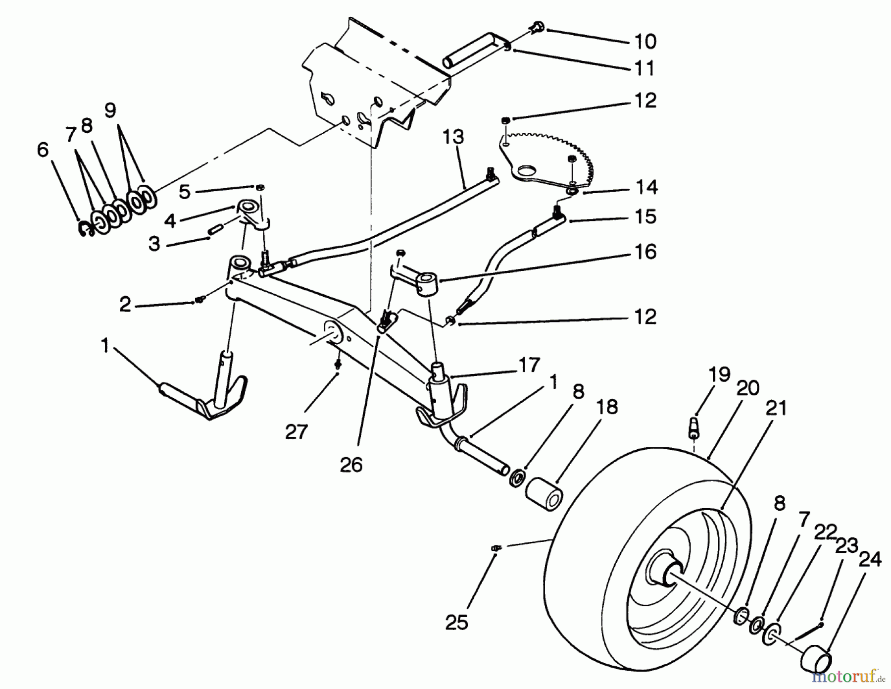  Toro Neu Mowers, Lawn & Garden Tractor Seite 1 22-14O502 (244-5) - Toro 244-5 Yard Tractor, 1992 (2000001-2999999) FRONT AXLE ASSEMBLY