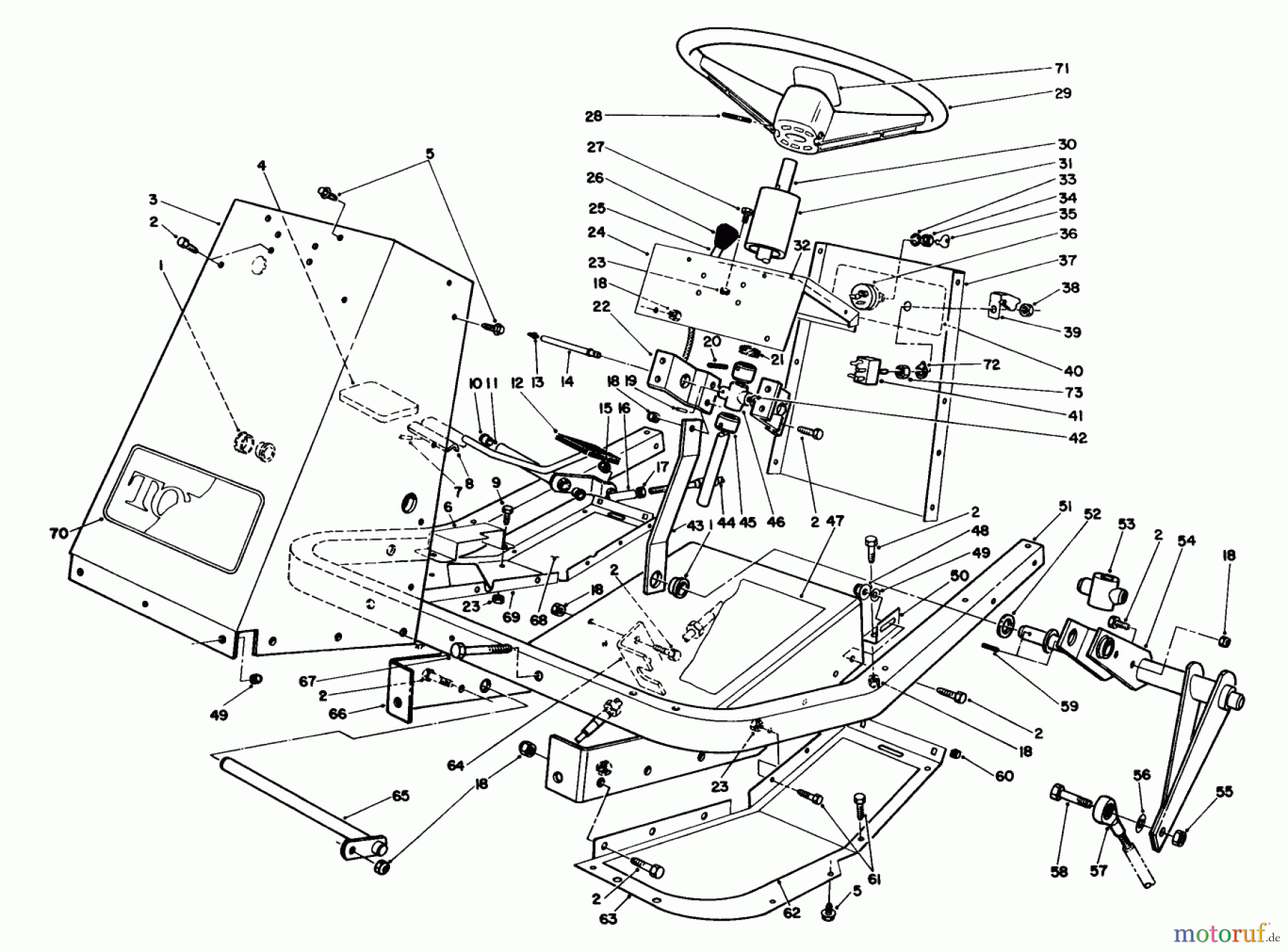  Toro Neu Mowers, Lawn & Garden Tractor Seite 1 30610 (120) - Toro Proline 120, 1993 (390001-399999) FRAME & STEERING ASSEMBLY