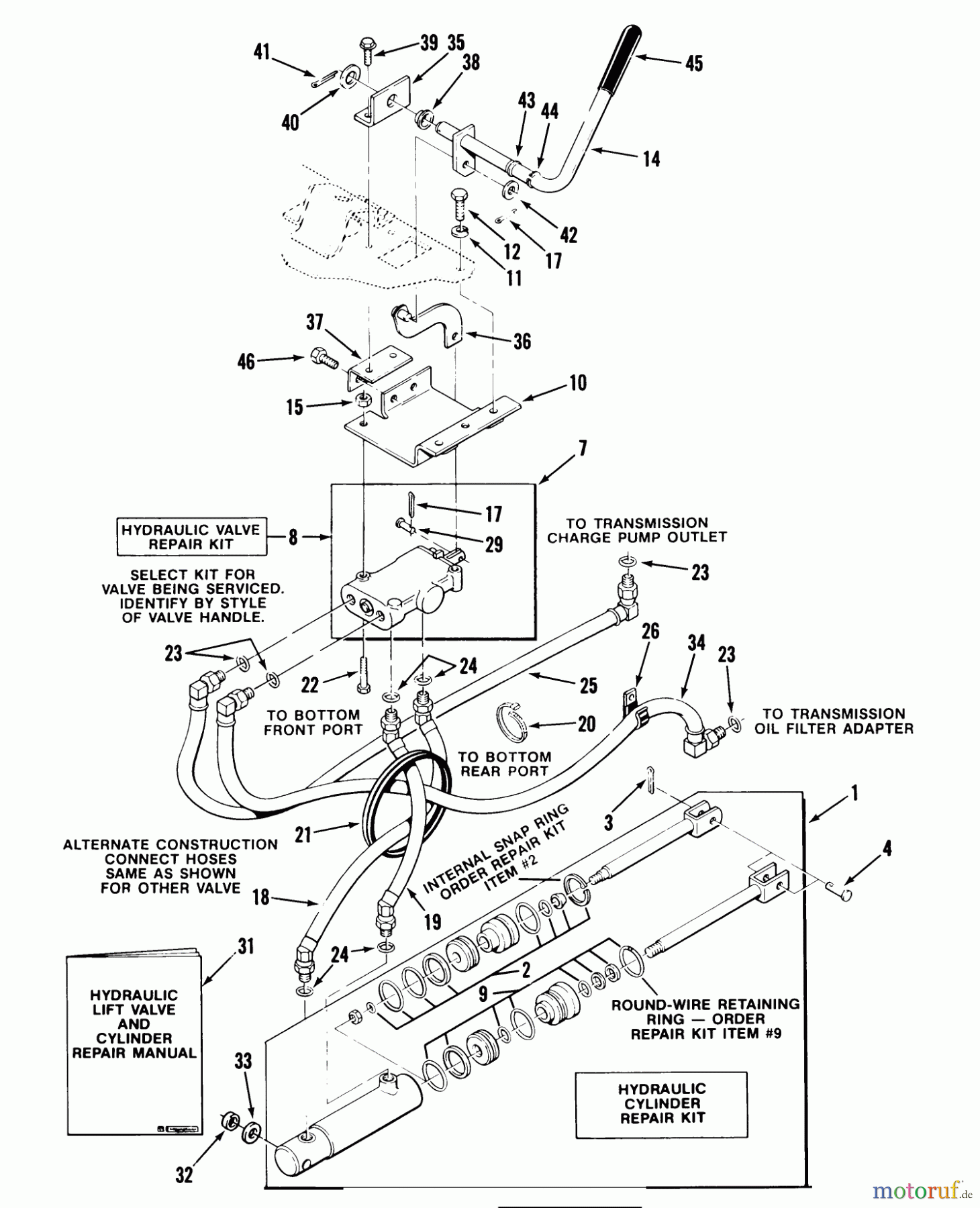  Toro Neu Mowers, Lawn & Garden Tractor Seite 1 31-16OE01 (516-H) - Toro 516-H Garden Tractor, 1988 HYDRAULIC SYSTEM-520-H & 520-HC