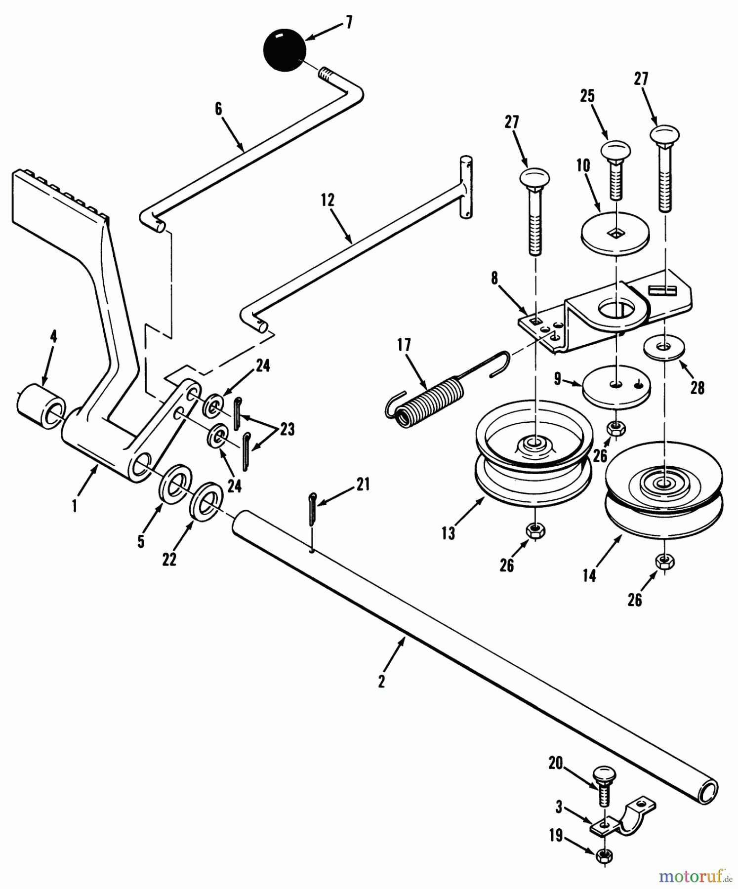  Toro Neu Mowers, Lawn & Garden Tractor Seite 1 32-10B501 (210-5) - Toro 210-5 Tractor, 1990 HYDROSTATIC TRANSAXLE BRAKE AND IDLER LINKAGE