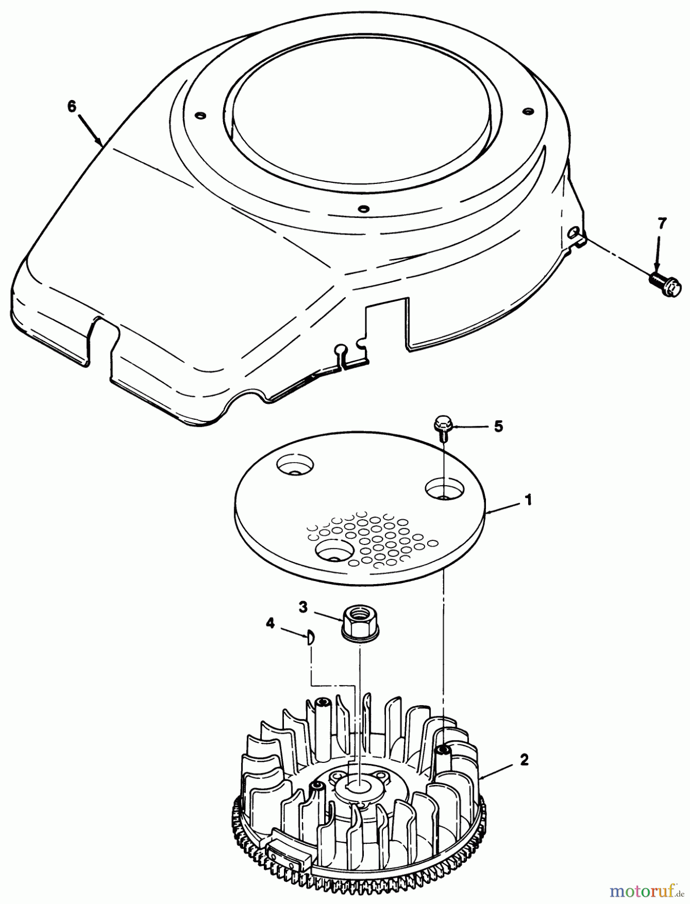  Toro Neu Mowers, Lawn & Garden Tractor Seite 1 32-10B502 (210-5) - Toro 210-5 Tractor, 1991 (1000001-1999999) 12HP ENGINE FLYWHEEL & COVER ASSEMBLY